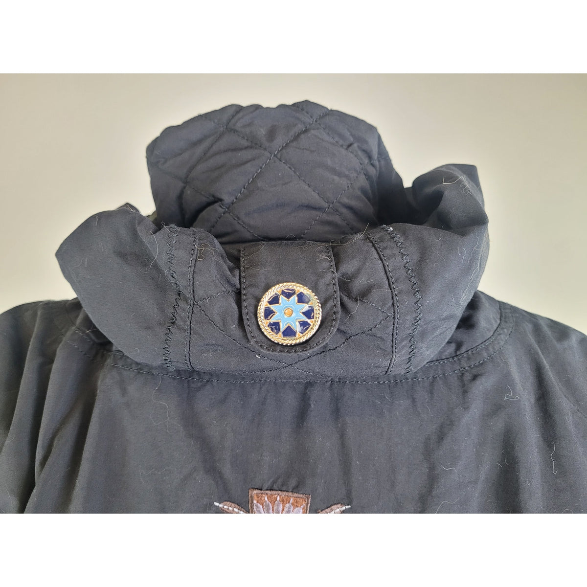 Vintage Bogner Black Ski Parka Coat w Southwestern Embroidery Women's Sz 8 (M)
