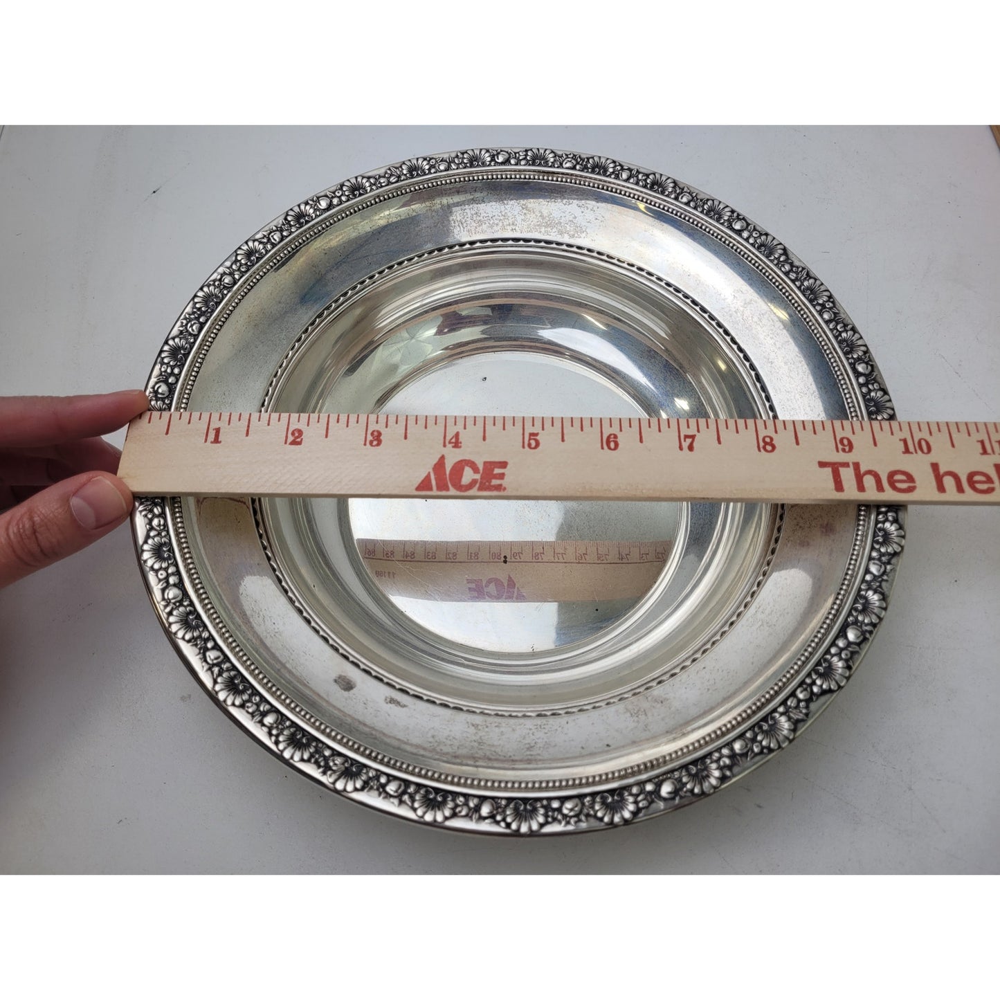 Medici Sterling Silver 10" Diameter Bowl w Decorative Trim 2 1/8" H | 10.5 Oz