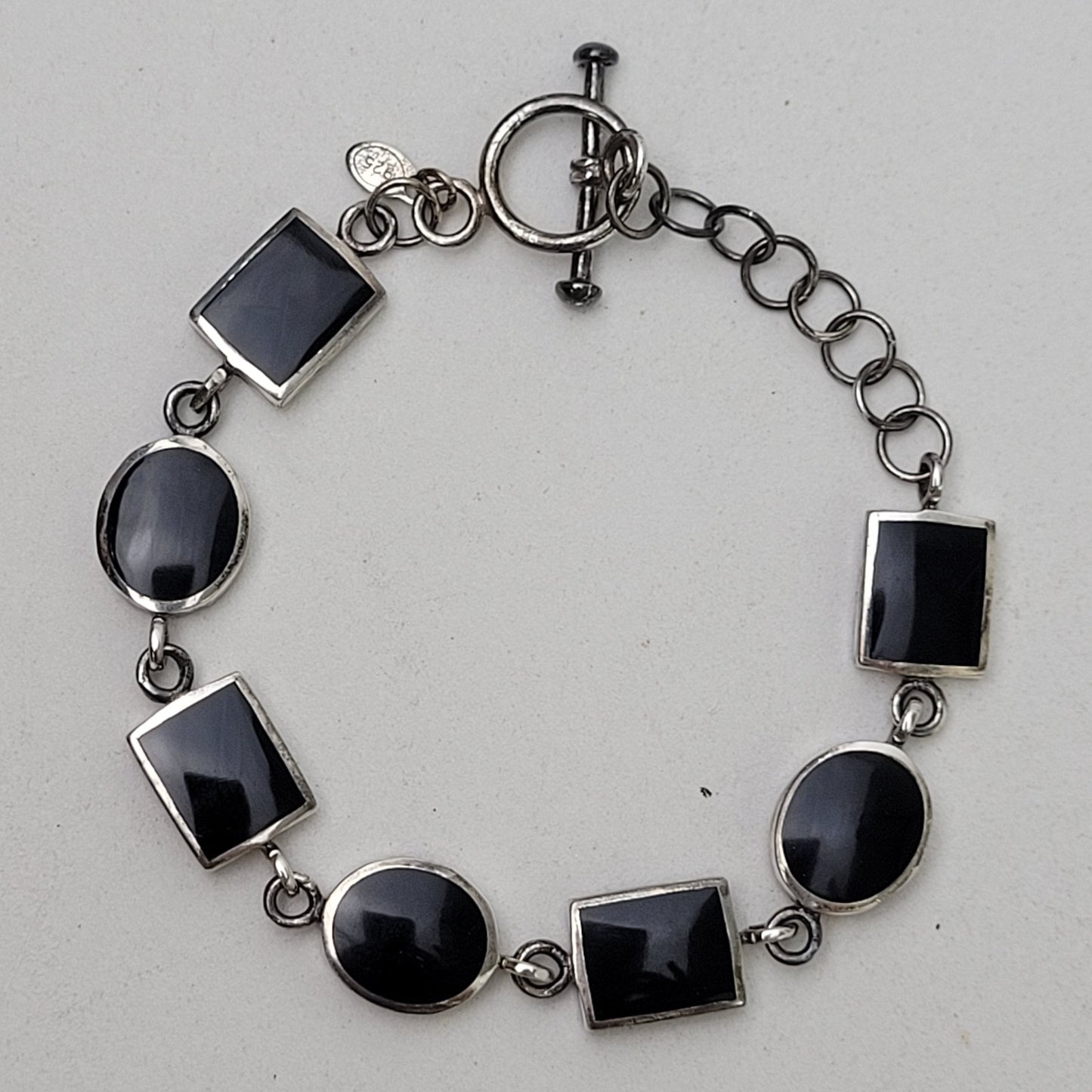 VTG Sterling Silver Multi-Colored Semi Precious Stones Reversible Bracelet