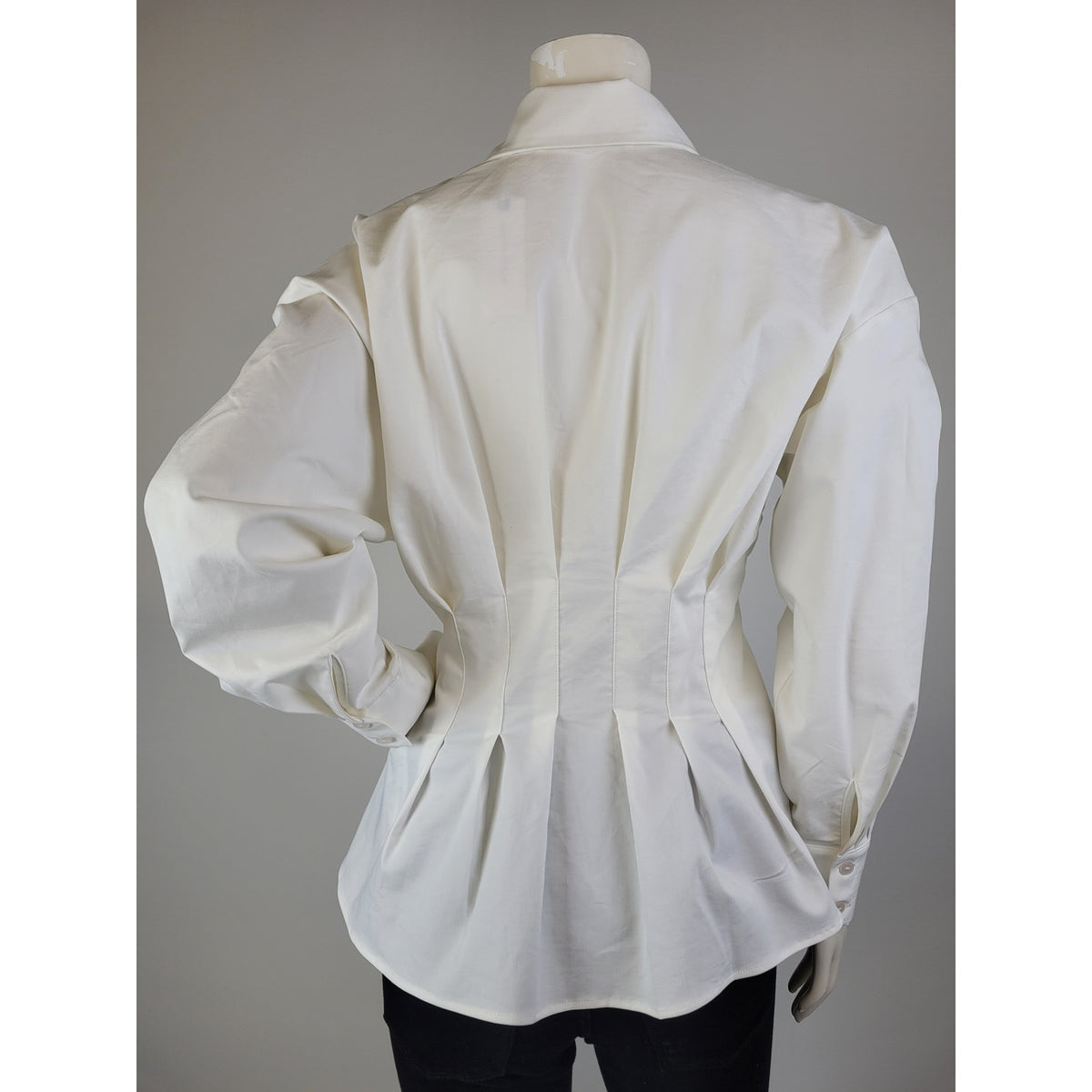 Anthropologie Exquise Tobie Fitted Waist Button Down White Shirt Sz S NWT