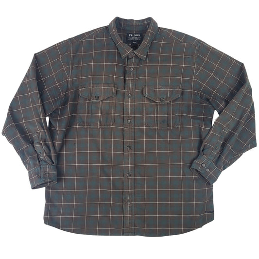 Filson Alaskan Guide Lightweight Plaid Flannel Shirt | Green | Men's Sz XXL