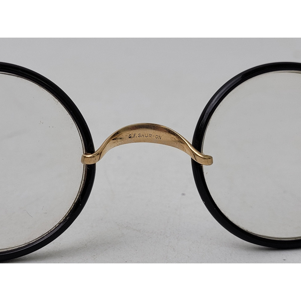 Antique Windsor-Style Eyeglasses Gold-Filled Bridge Brown Celluloid Rims + Case