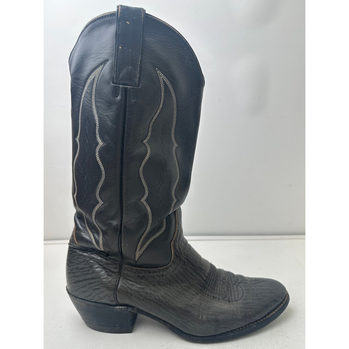 Vintage Abilene Exotic Dark Gray Sharkskin Western Cowboy Boots Men's Sz 9