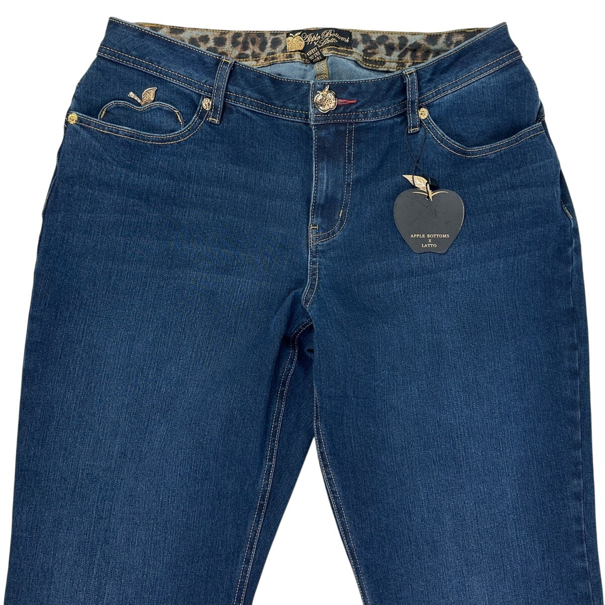 Apple Bottoms x Latto Cheetah Print Back Pocket Bootcut Jeans Women's Sz 14