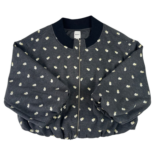 Anthropologie Maeve Embroidered Plush Bubble Coat Women's Sz M