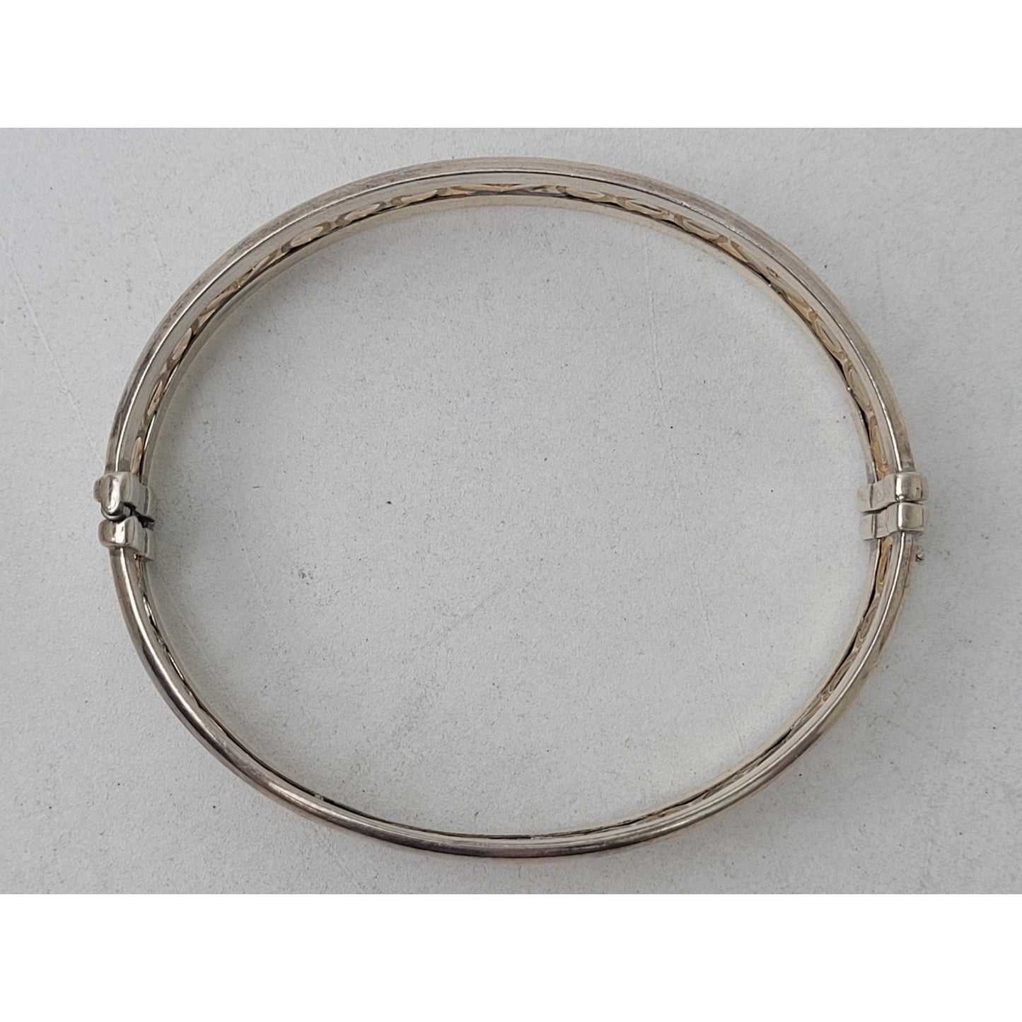Alwand Vahan 14K Yellow Gold 925 Sterling Silver Bangle Hearts Hinged Bracelet