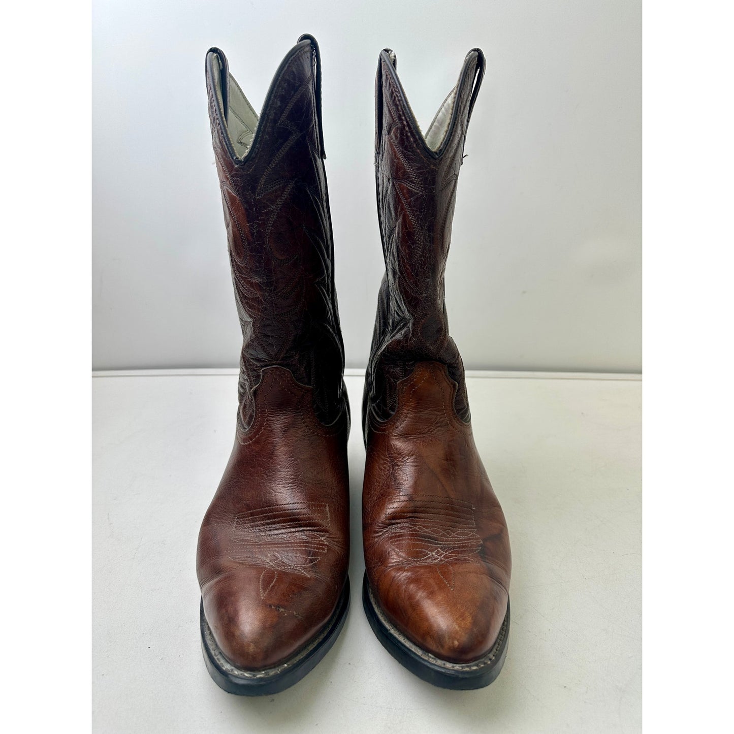 Vintage Durango Brown Leather Western Cowboy Boots Men's Sz 9.5