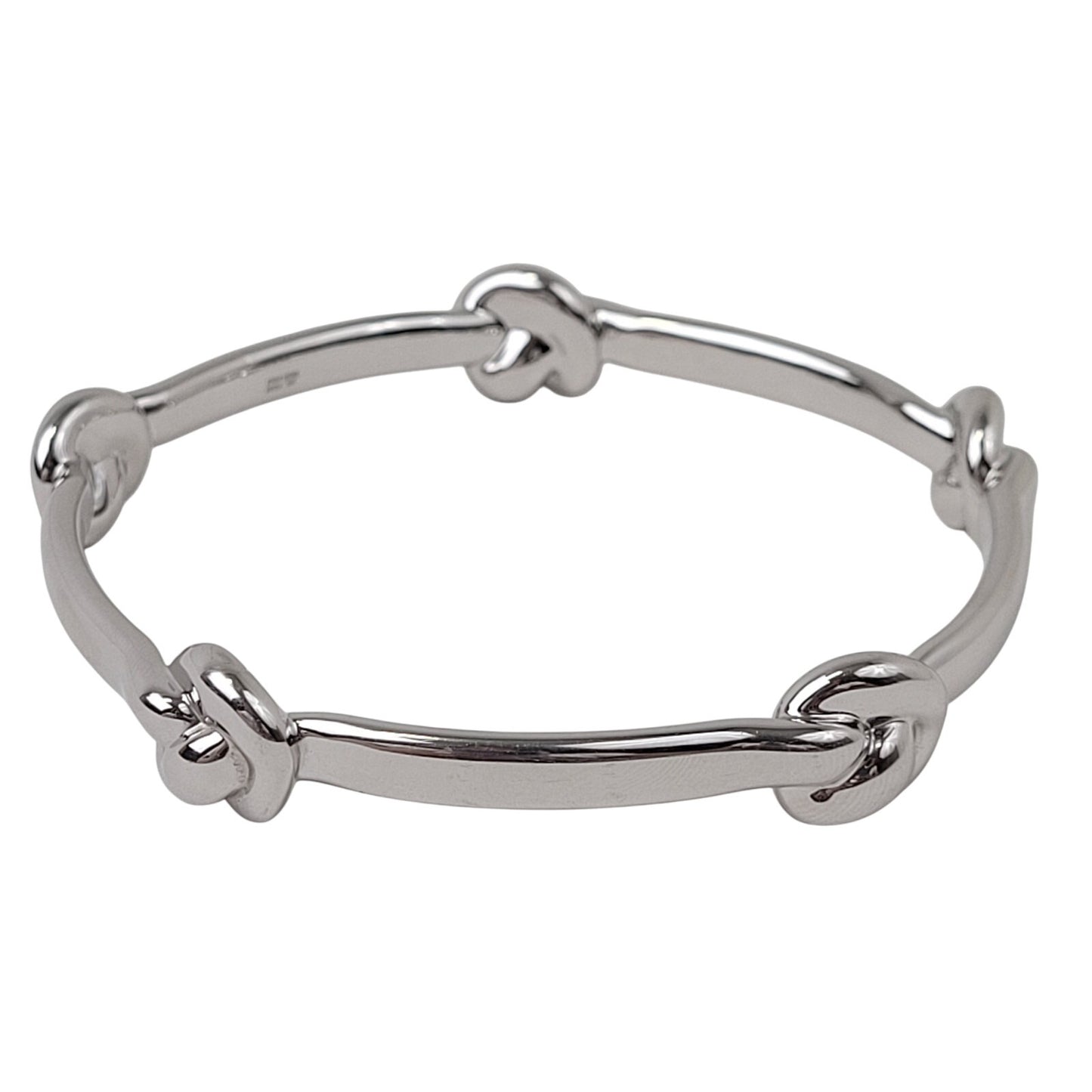 14K White Gold Plate ITAOR Resin Bangle with Knot Detail Made in Italy