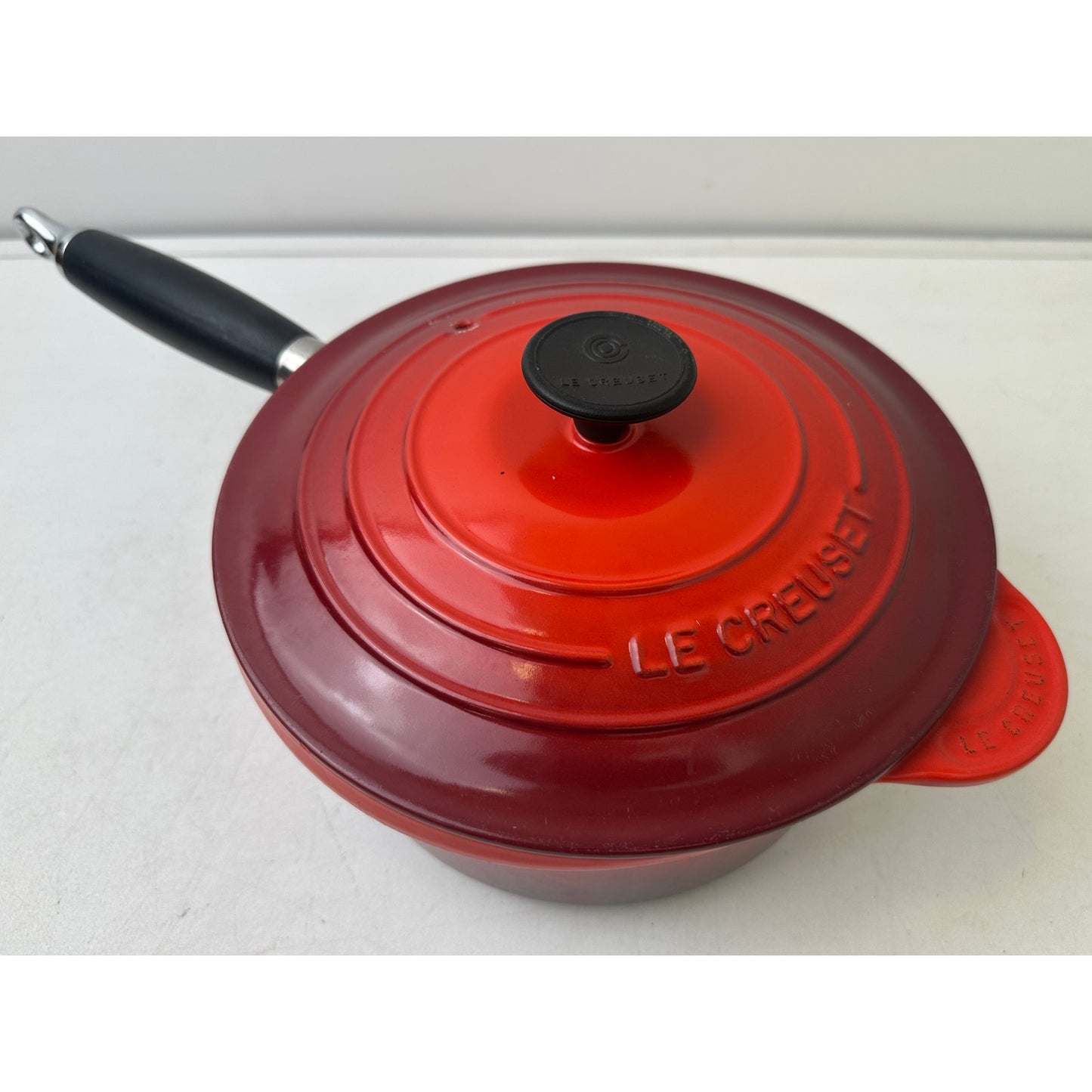 Vintage Le Creuset Red Enamel Cast Iron Saucepan Set