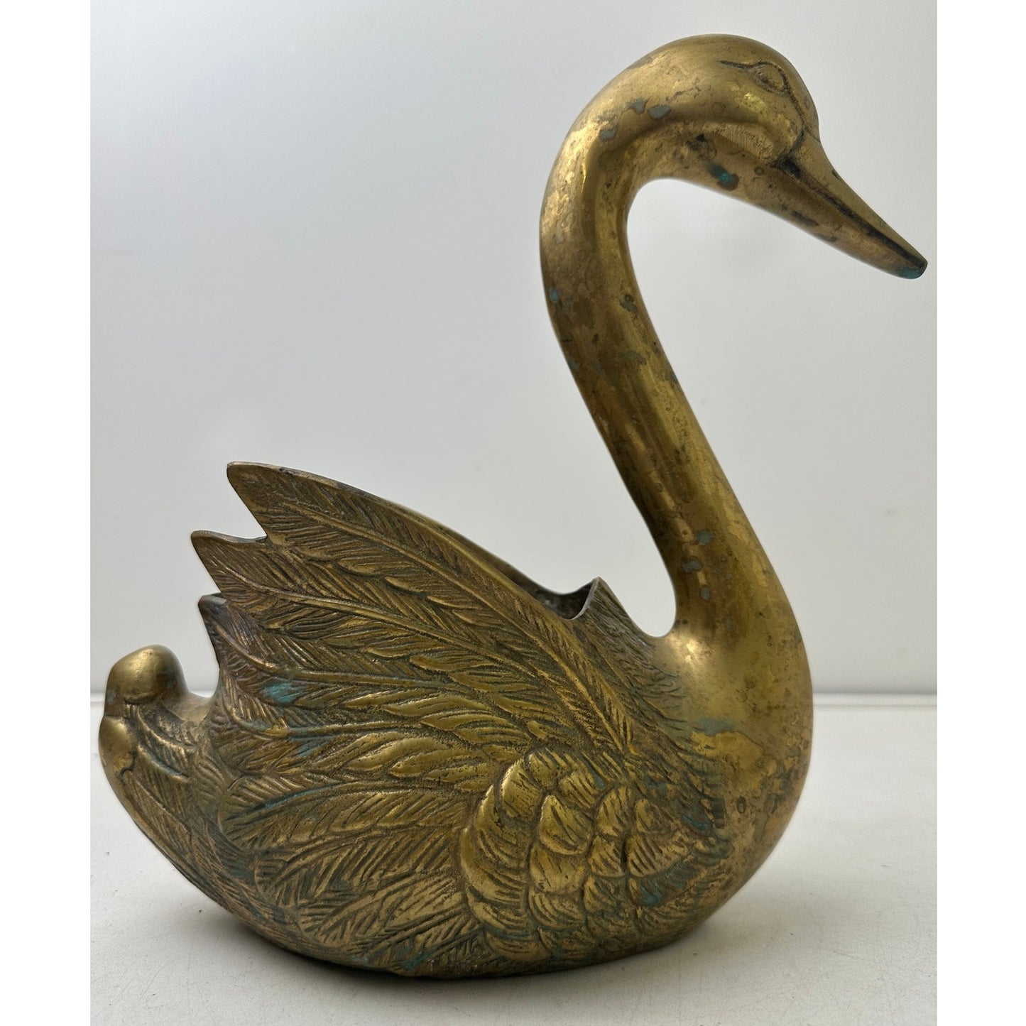 Vintage Mid-Century Brass Swan Planter