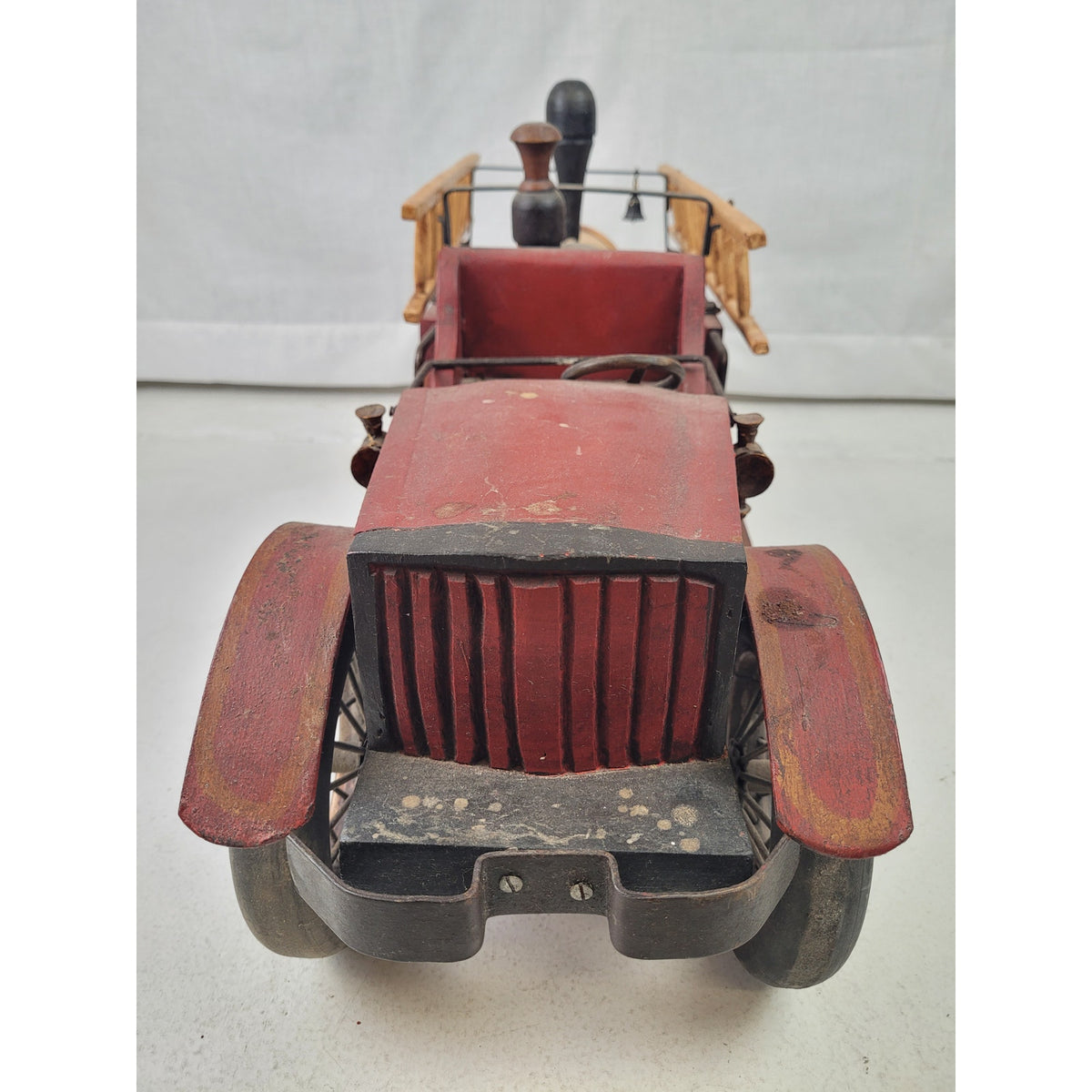 Vintage 1930s Leanardo Luna Wood & Metal Fire Truck w Ladders | Large Toy