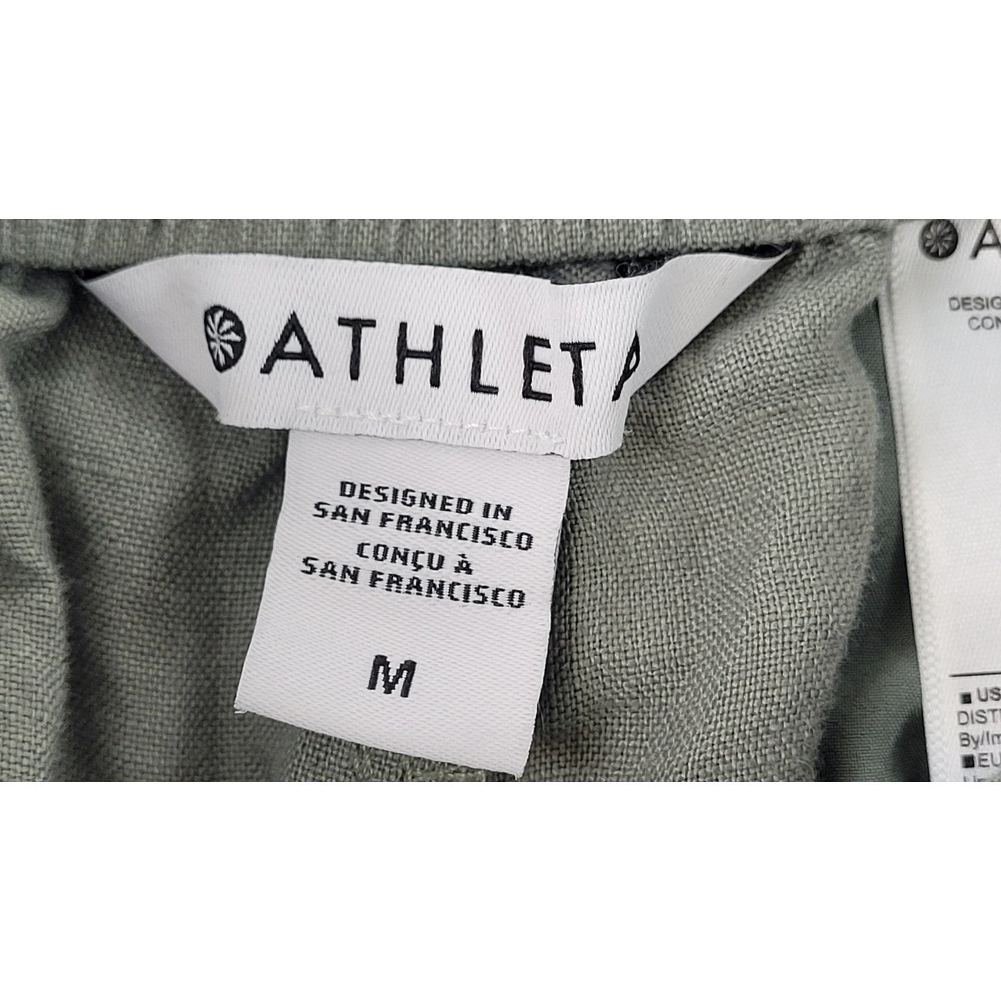Athleta Sage Green 100% Linen Wide Leg Pants Women's Sz M