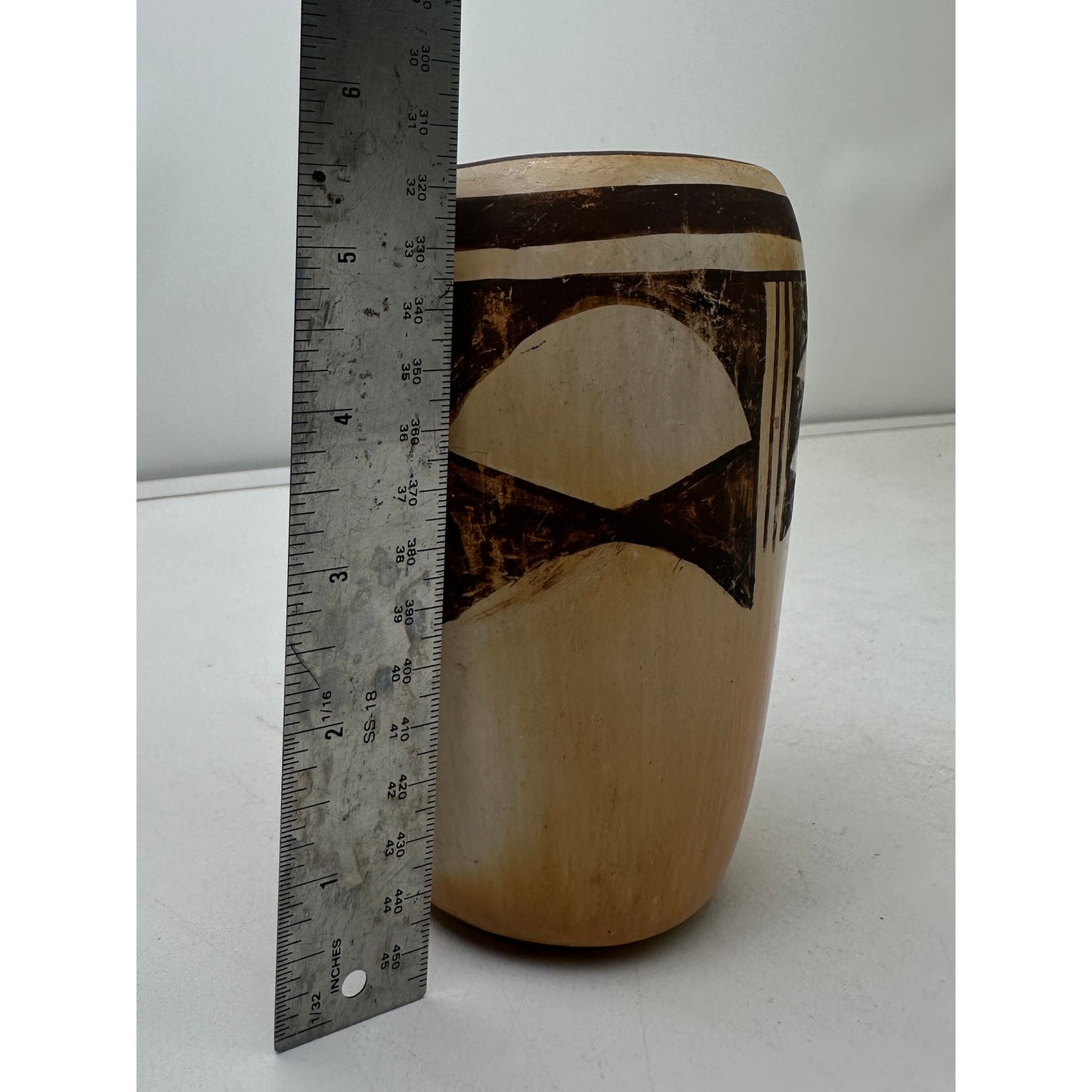 Vintage Hopi Pueblo Polychrome Cylindrical Pottery Vase