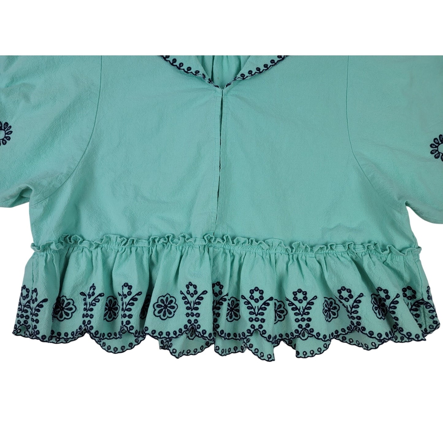 Free People Arcadia Floral Embroidered Blouse Women's Sz L MSRP: $168