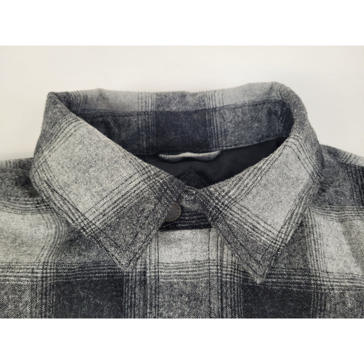 Pendleton Gray & Black Plaid Wool Blend Shirt Jacket Snap-Front Men's Sz L