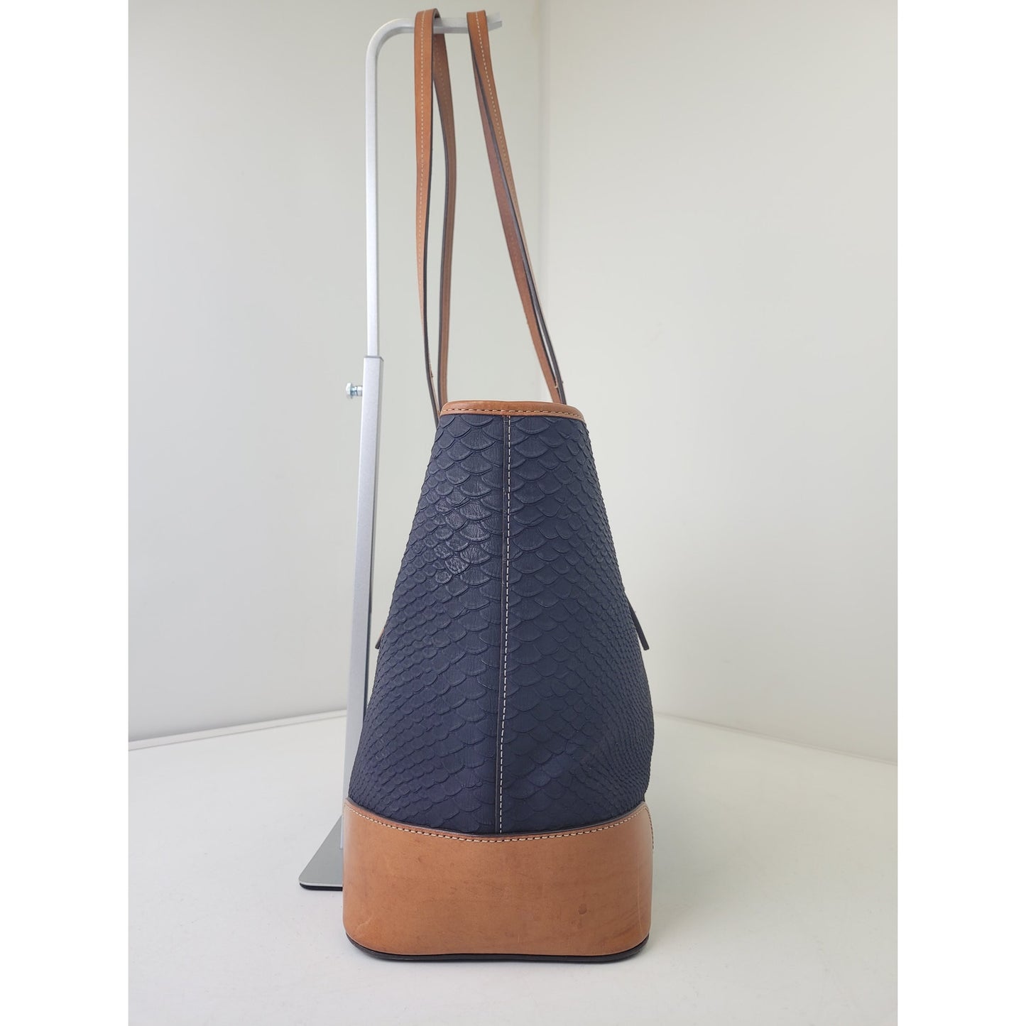 Dooney & Bourke Claremont Python Embossed Leather Tote Bag Navy & Brown