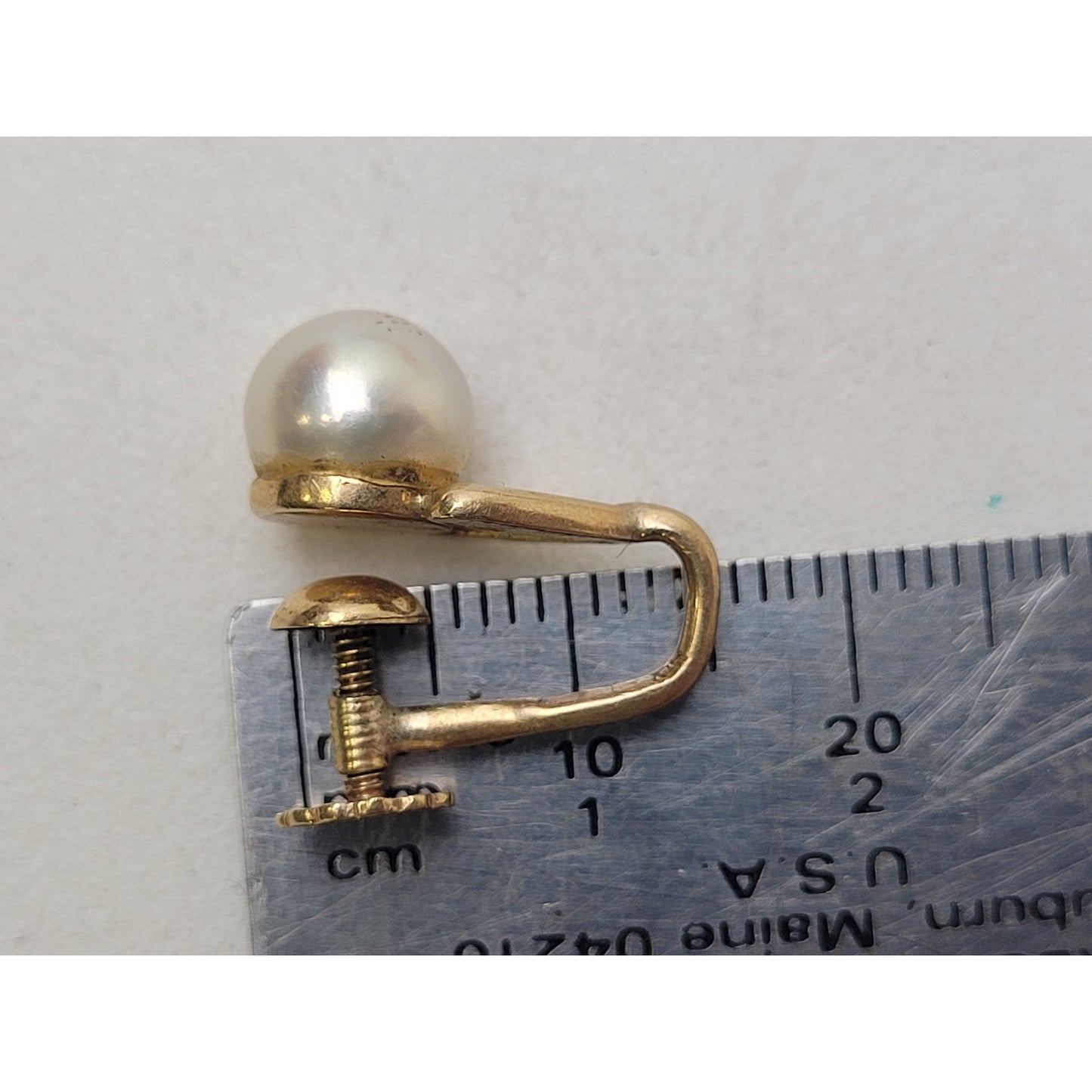 VTG 10K Yellow Gold Pearl Earrings w 14K Yellow Gold Screw Back Closure | 4.47 g