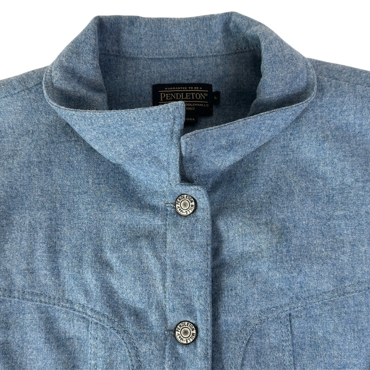 Pendleton Blue 100% Virgin Wool Western Shirt Women's Sz L