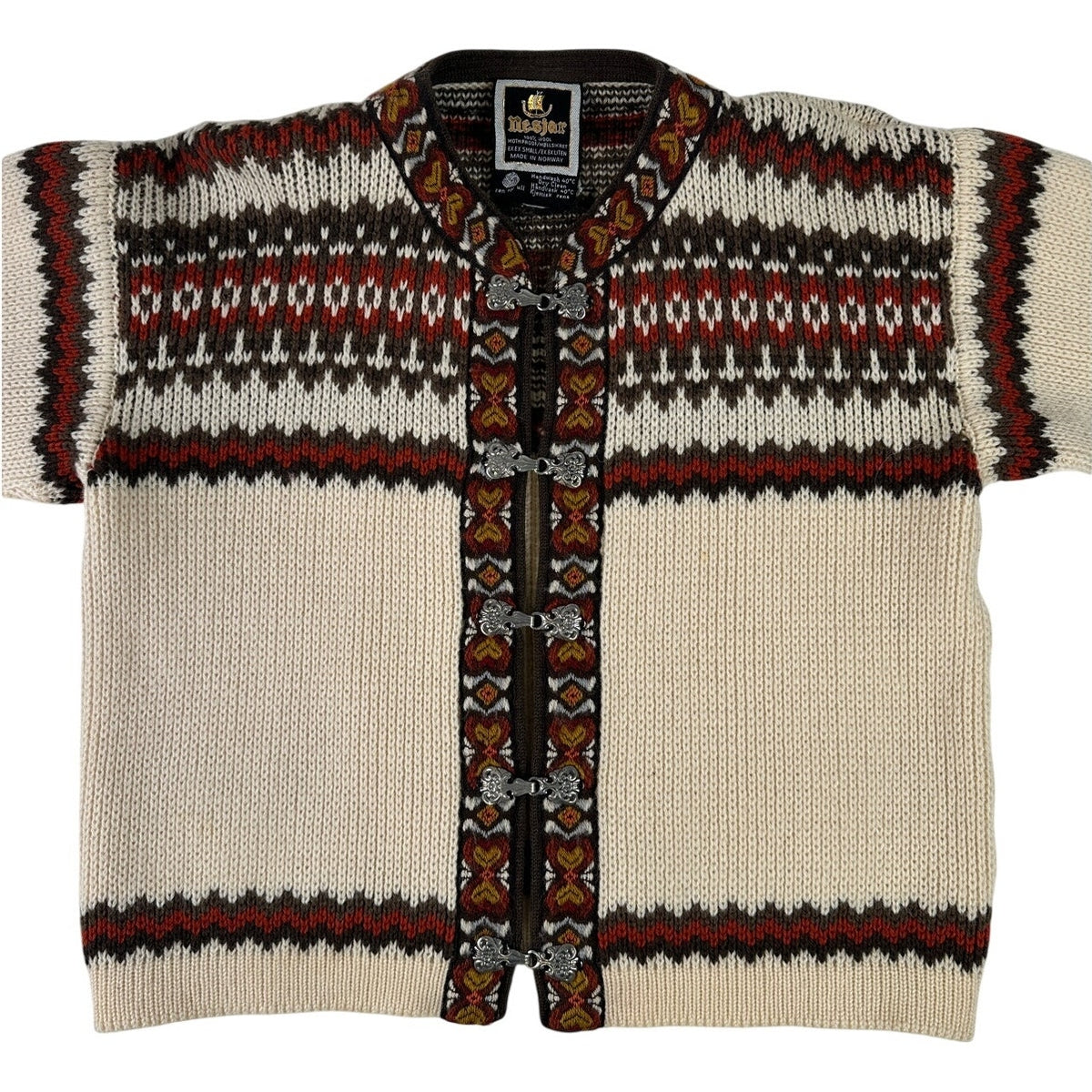 Vintage Nesjar Norway 100% Wool Lusekofte Knit Cardigan Women's Sz XXS
