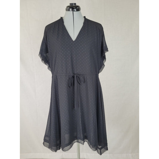 ALLSAINTS Keira Shimmer Flutter Sleeve Handkerchief Hem Dress Sz M