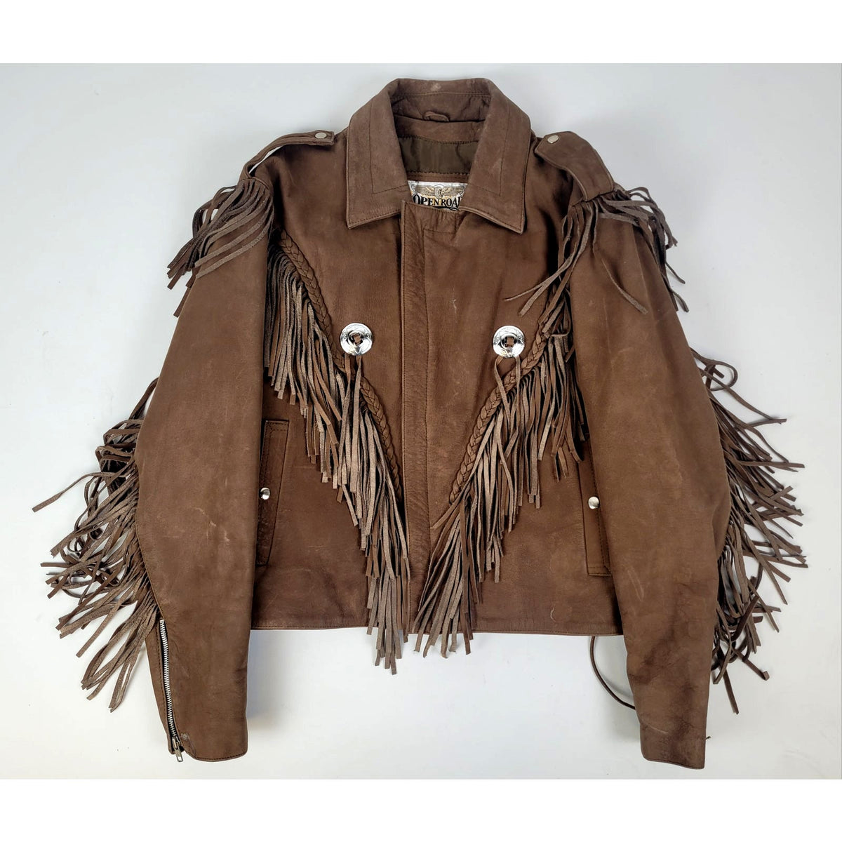 Vintage Wilsons Leather "Open Road" Cropped Fringe Leather Jacket Women's Sz XL
