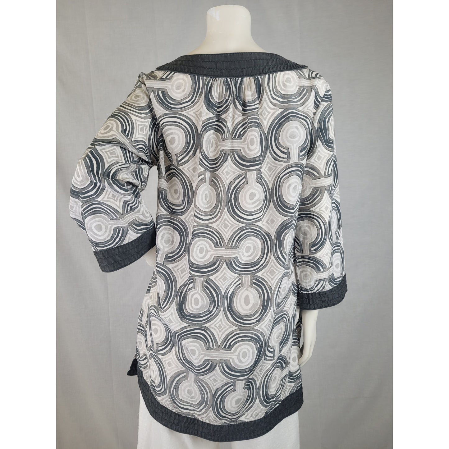 Y2K Coach Gray White Tunic Top Cotton Silk Women's Sz M