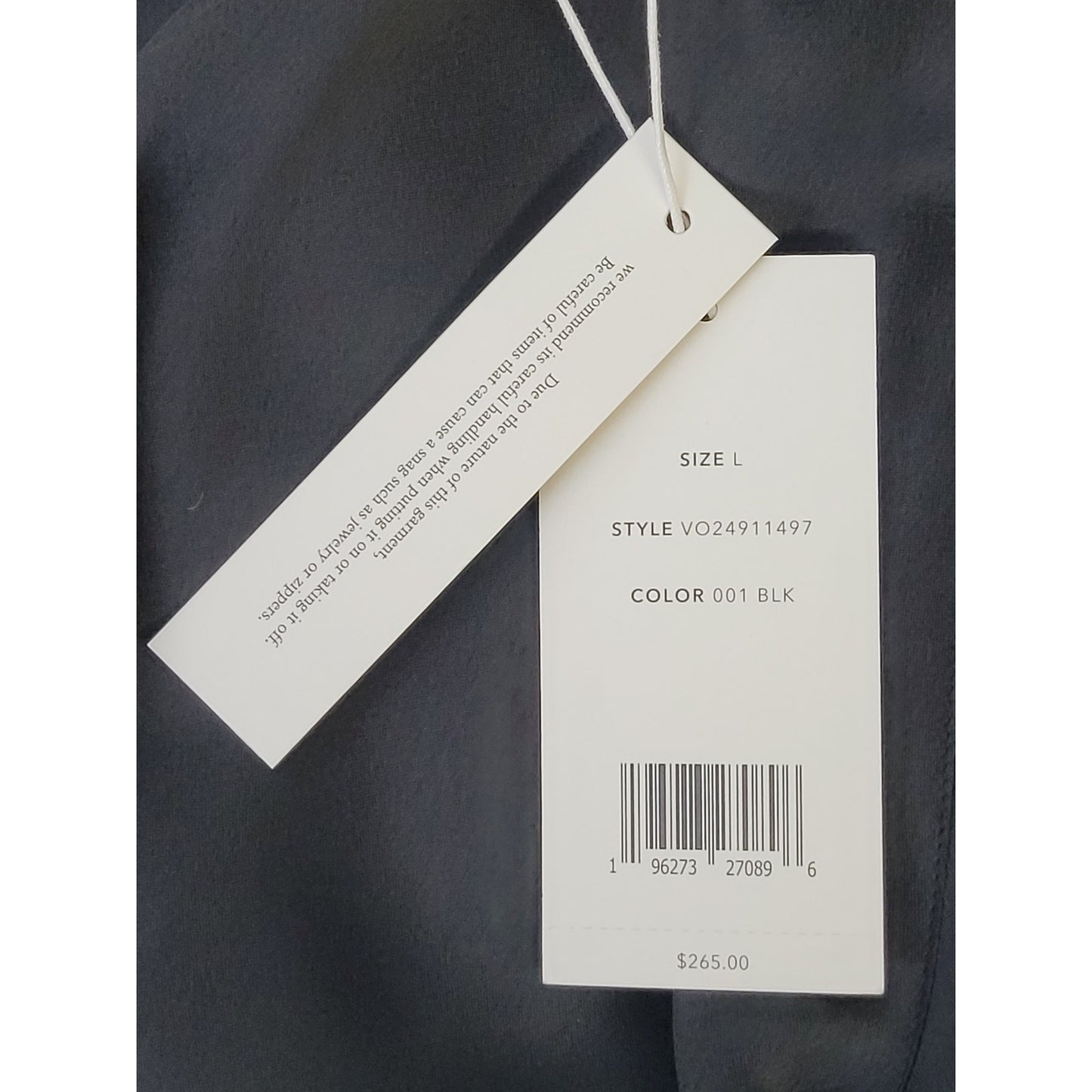 Vince Satin Blouse Sleek Band Collar Raglan Long Sleeves Women's Sz L