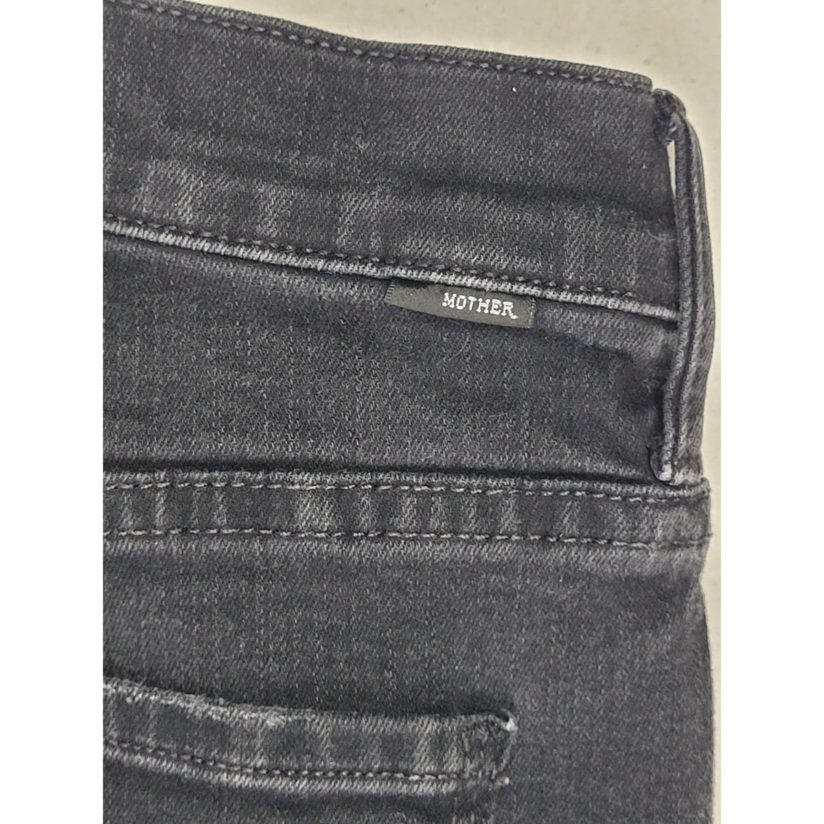 MOTHER The Stunner Zip Ankle Step Fray Grey Black Skinny Jeans Women's Sz 29