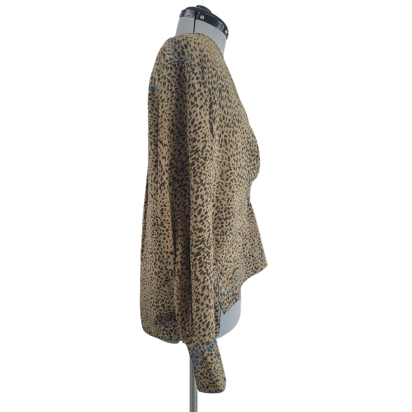 Rag & Bone Leopard Print Silk Blouse Sz L