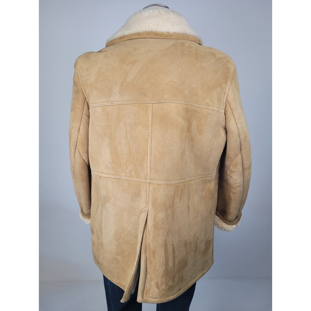 VTG 1970s Knight Tailors Ltd. Light Brown Suede Shearling Coat Men's Sz 46