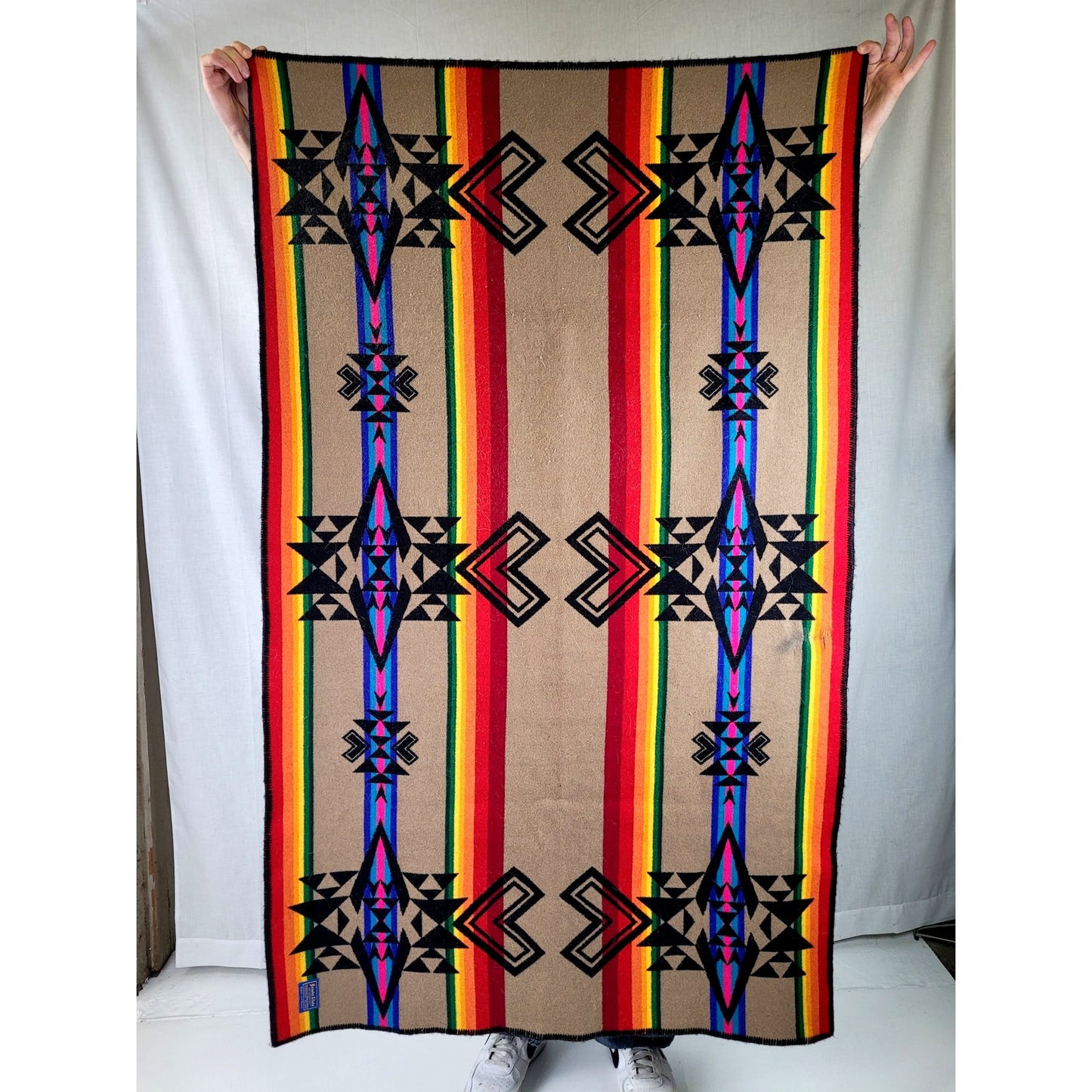 Pendleton Beaver State Reversible Wool/Cotton Throw Shawl 39" x 65"