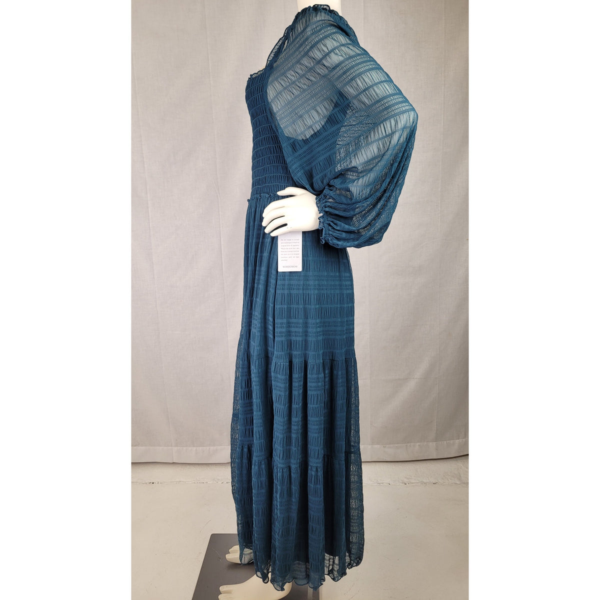 Max Studio Square Neck Smocked Maxi Dress in Marine Sz M MSRP $178