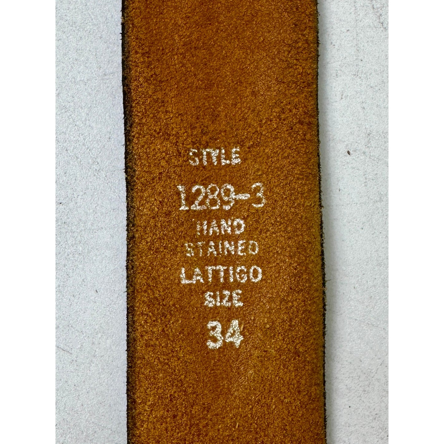 Vintage Levi's Orange Tab Floral Tooled Hand Stained Latigo Leather Belt Sz 34
