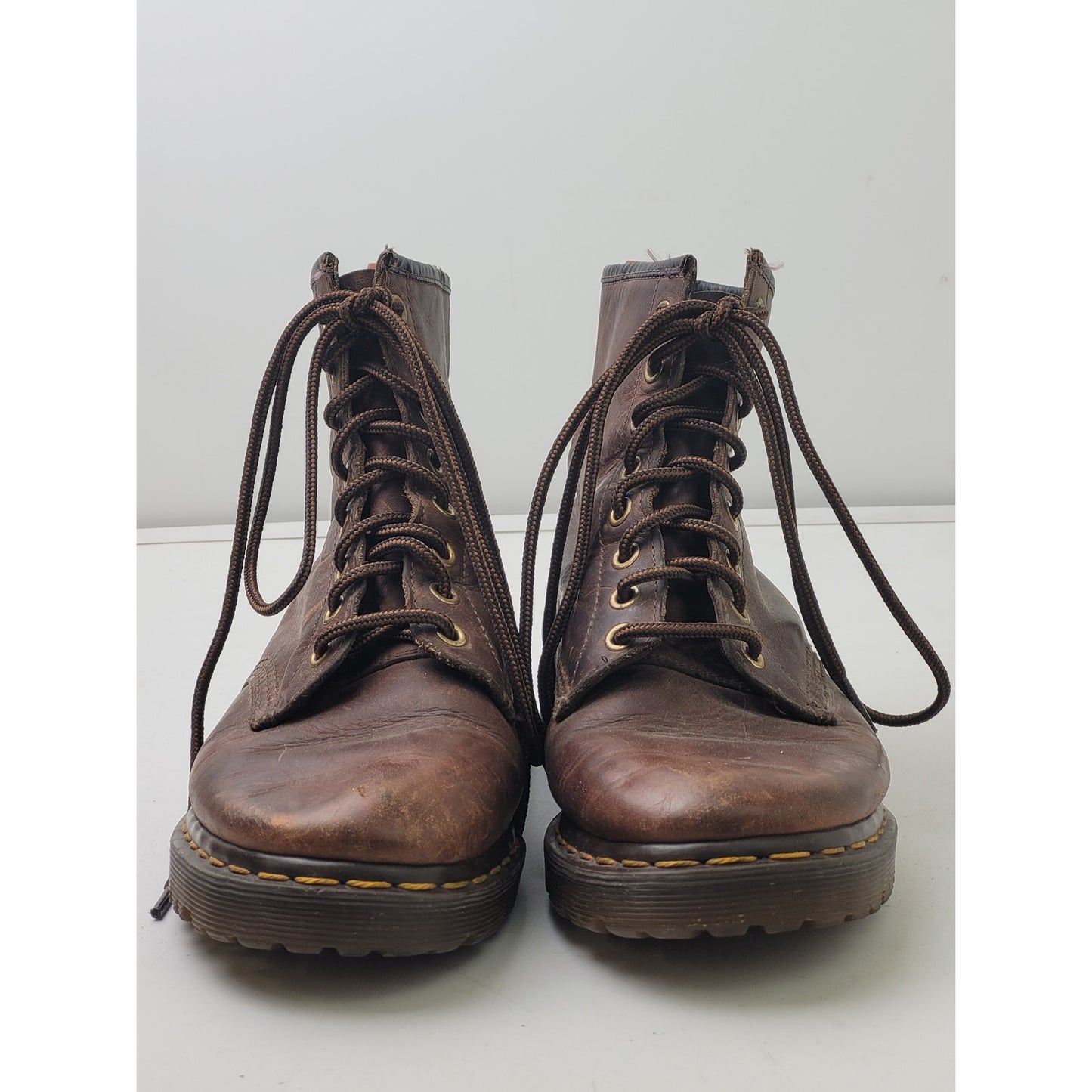 Vintage 90s Dr. Martens 1460 8-Eye Lace-Up Boots in Brown Crazy Horse Sz 38