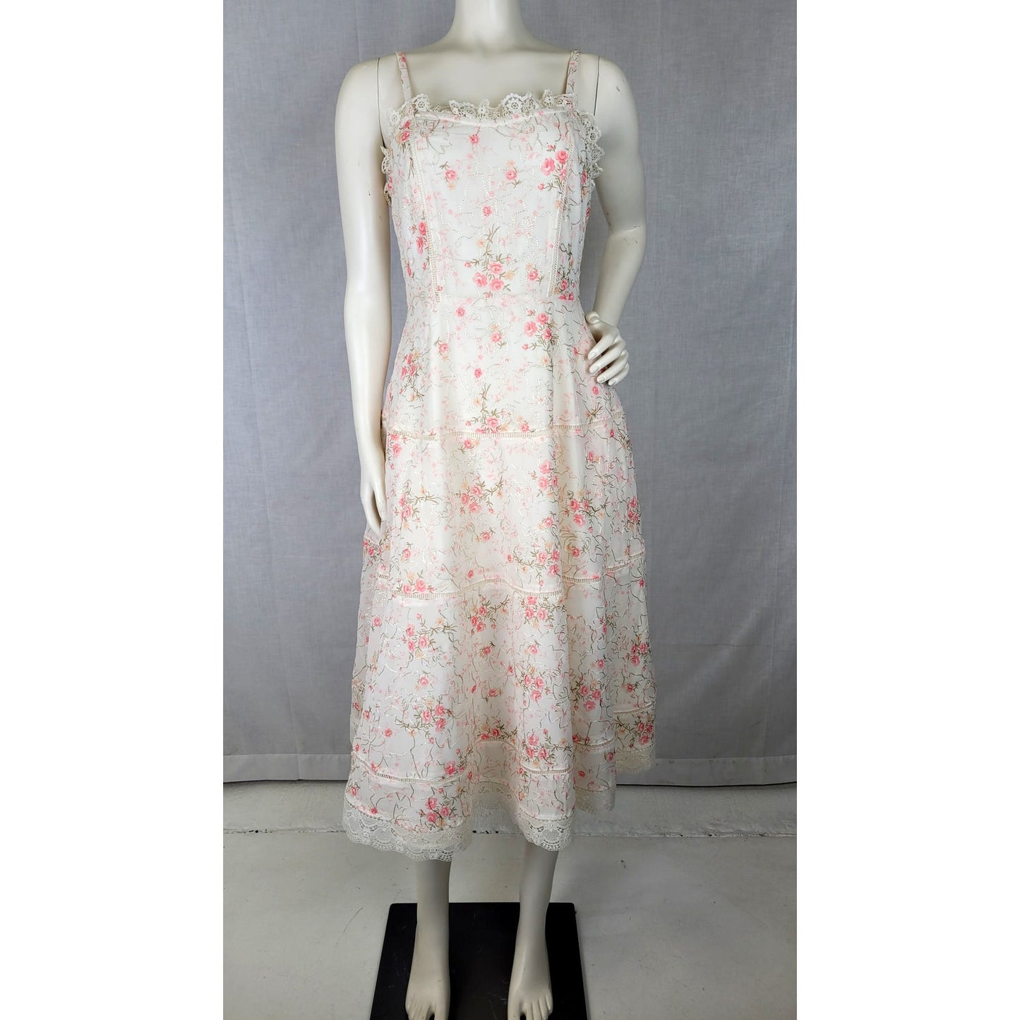 Jessakae Primrose Dress Sundress Floral Print Lace Trim Midi-Length Sz S NWT