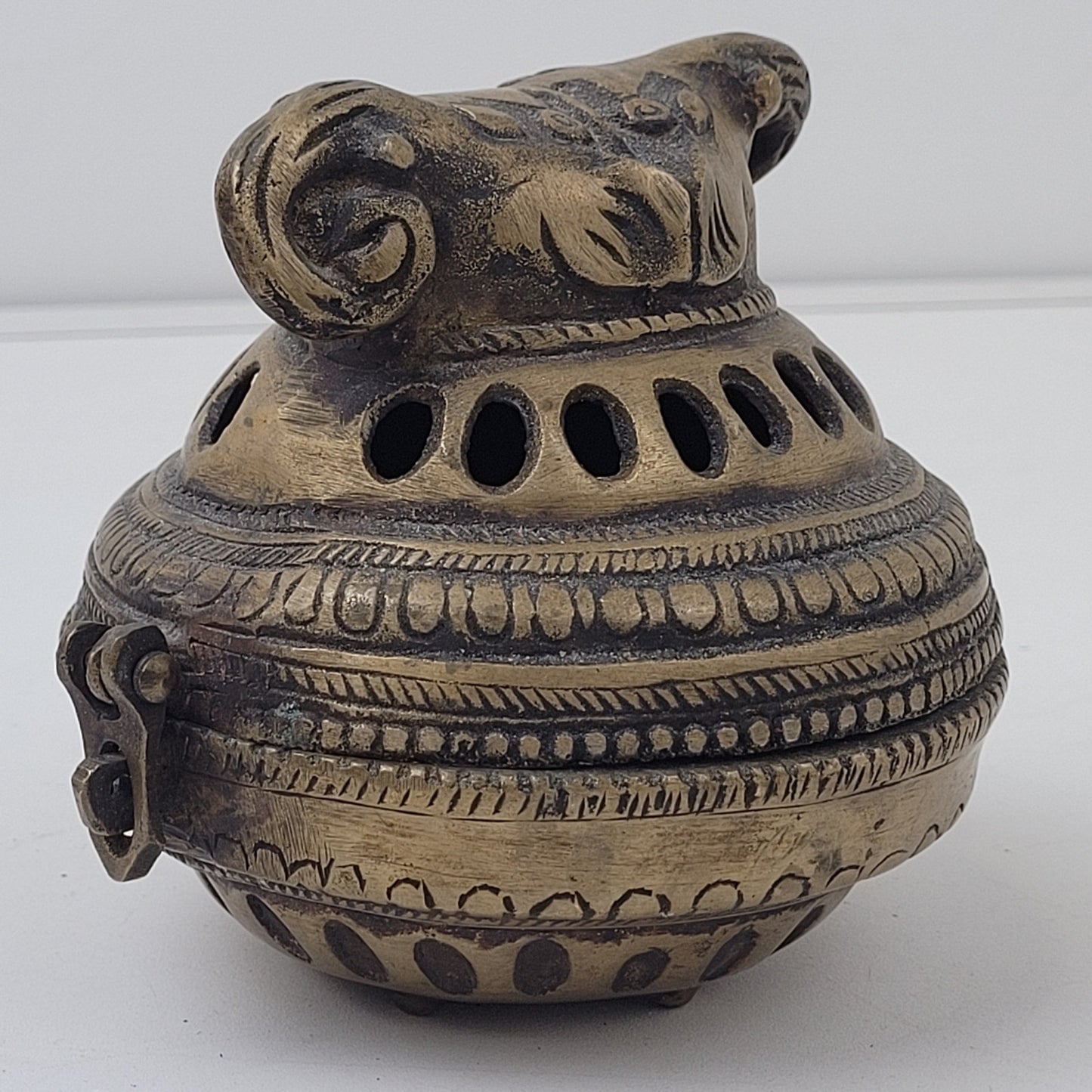 Vintage Heavy Cast Brass Incense Burner