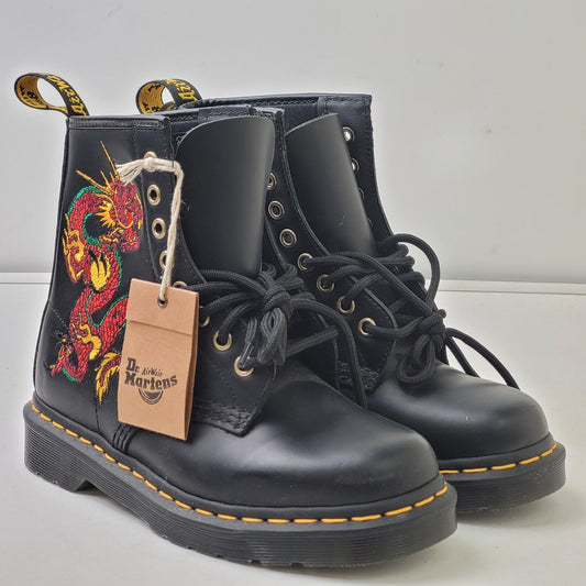 Dr. Martens 1460 Leather Boots w Dragon Embroidery Women's Sz 37 NWT