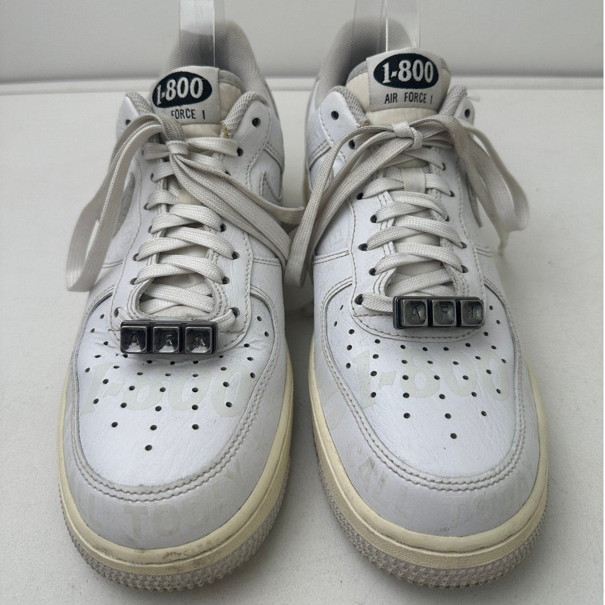 Nike Air Force 1 '07 Premium "1-800 Toll Free" White/Grey/Sail Sneakers Men's Sz 7.5