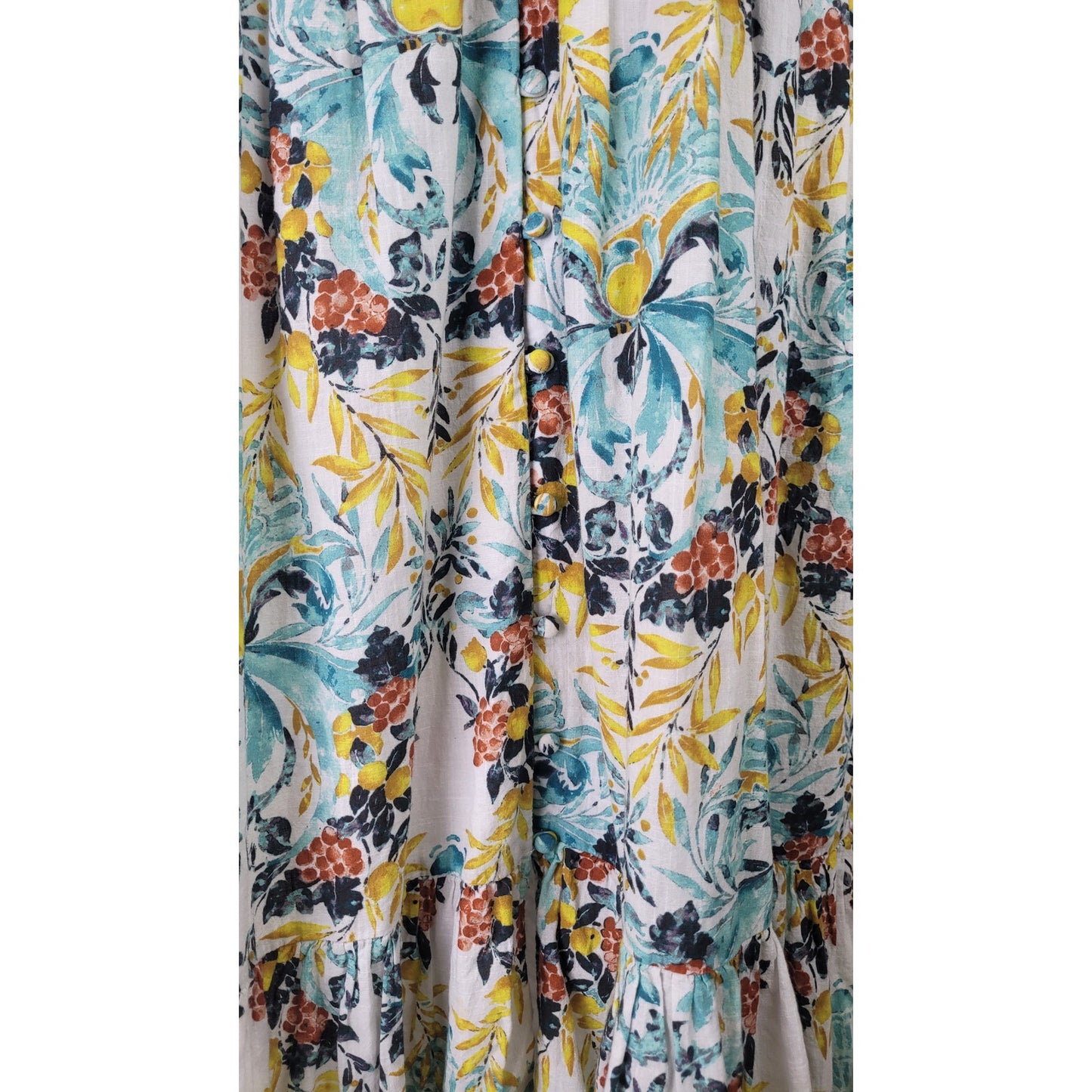 Anthropologie The Peregrine Midi Dress Floral Print Smocked Bodice Sz L