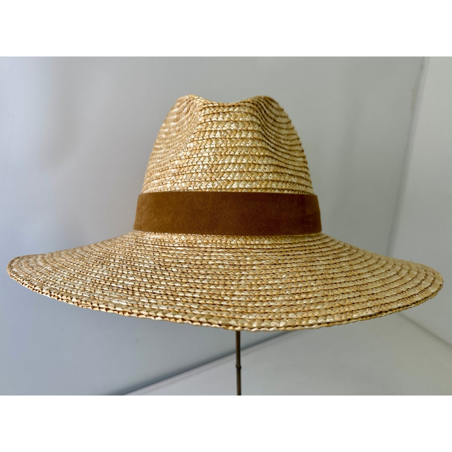 NEW Gigi Pip Isla Wide-Brim Straw Fedora Hat with Suede Band