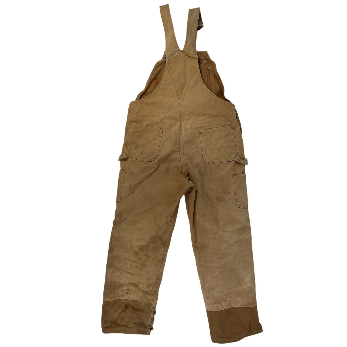 Carhartt R41 BRN Distressed Quilt-Lined Double Knee Overalls Men's Sz 44x32
