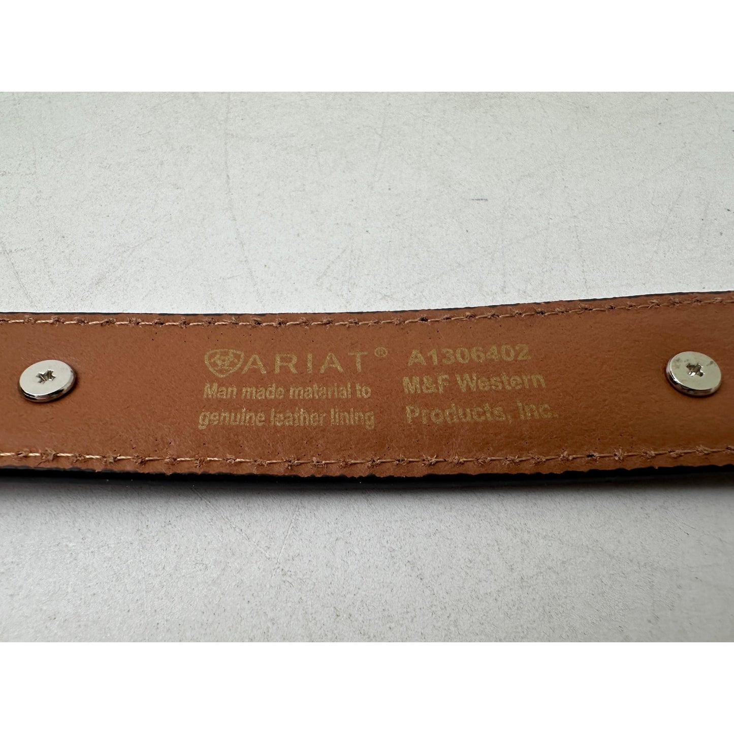 Ariat Western Brown Leather Belt W/ Silver Heart Buckle Children's Sz 24