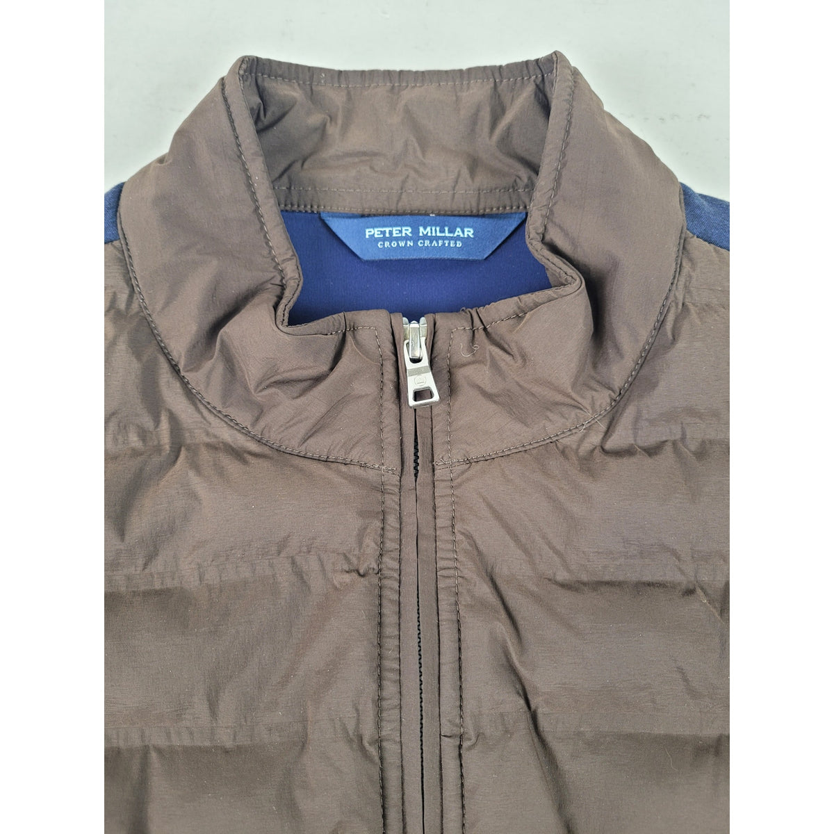 Peter Millar Crown Crafted Winsome Hybrid Vest Navy Blue & Brown | Men's Sz XL