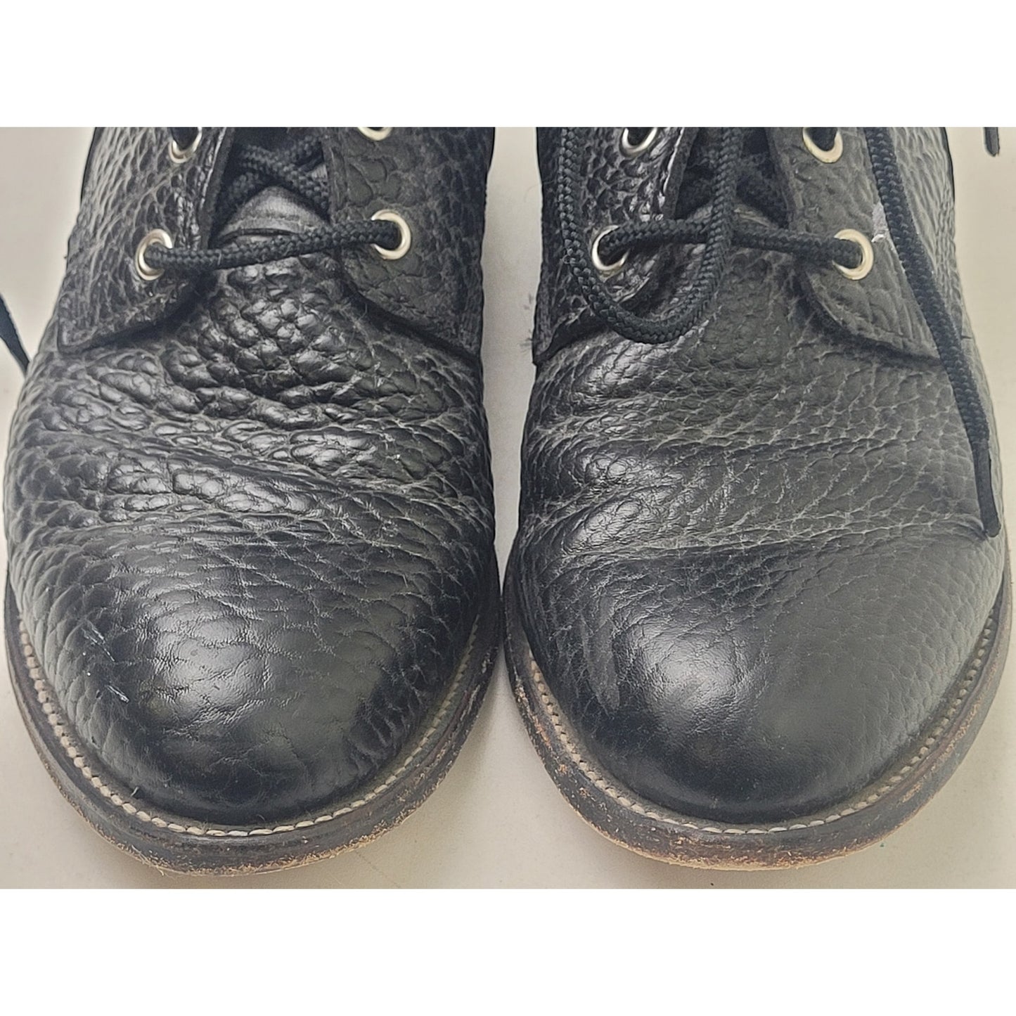 Justin L522 Bullhide Western Lacer Boots Mens Sz 8.5 D Pebbled Black Leather
