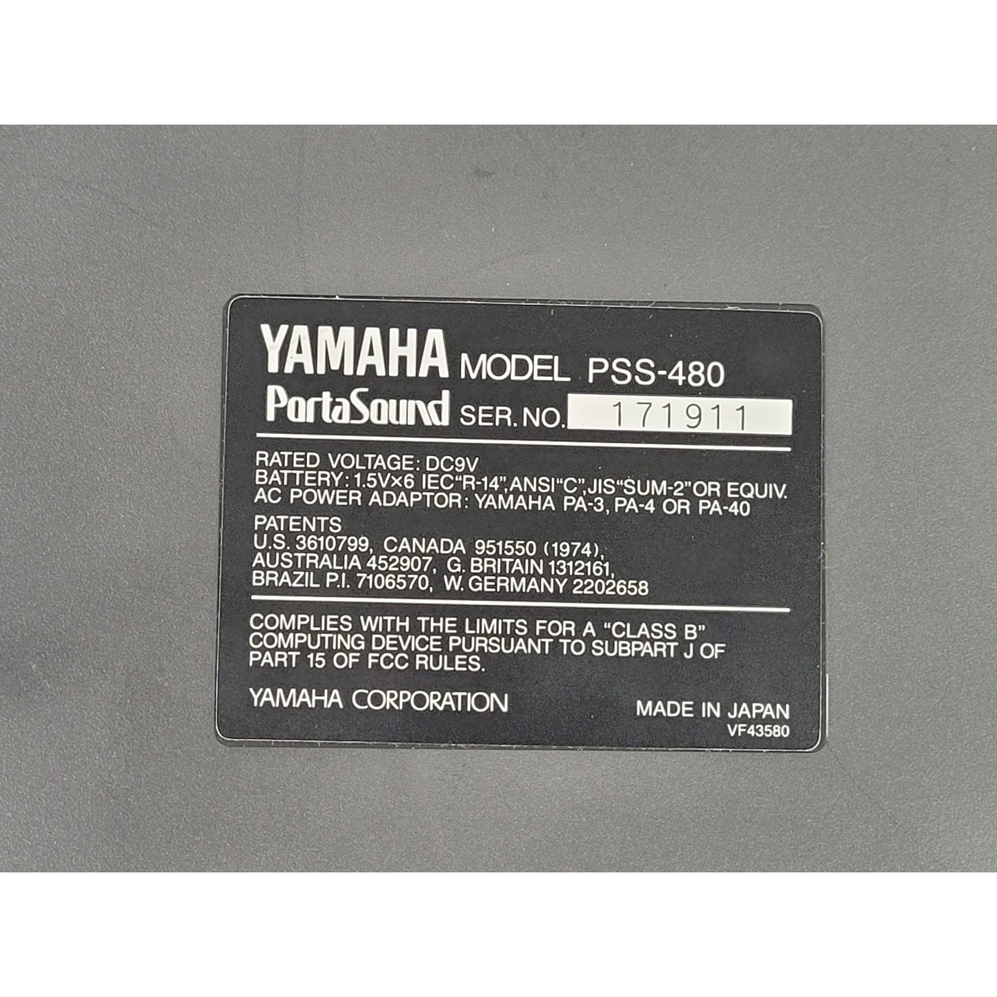 VTG 1988 Yamaha PortaSound PSS-480 Electronic Keyboard in Box w Music | Working