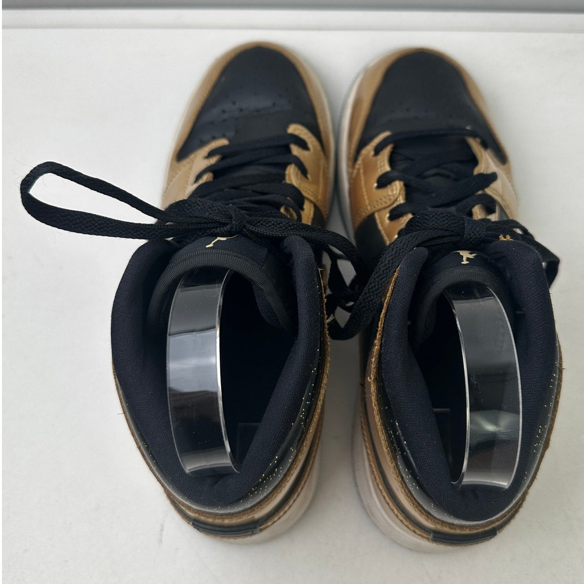 Nike Air Jordan 1 Mid SE GS Metallic Gold Black Sneakers Youth Sz 6