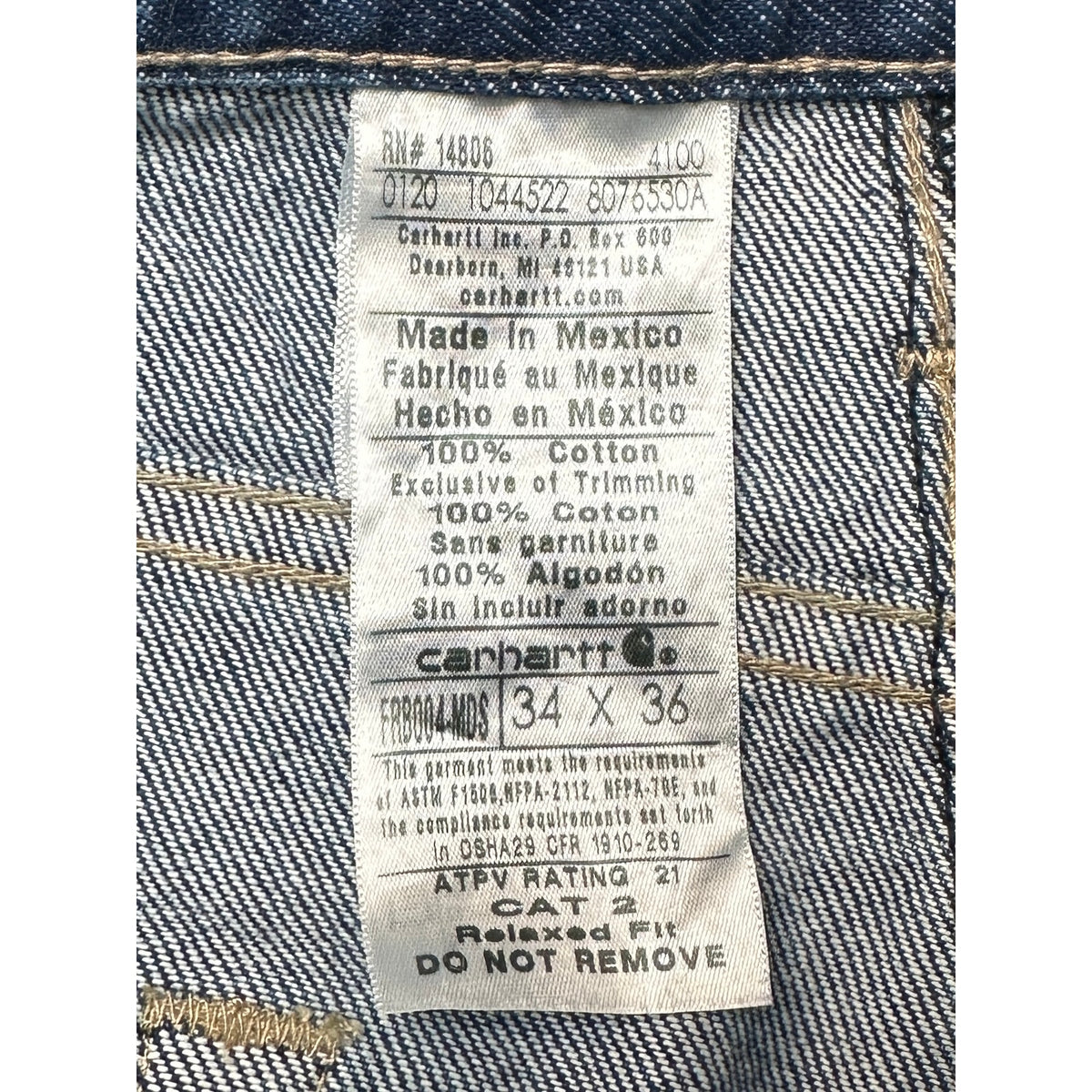 Carhartt FR Flame Resistant Dark Wash Relaxed Fit Jeans Men's Sz 34x36