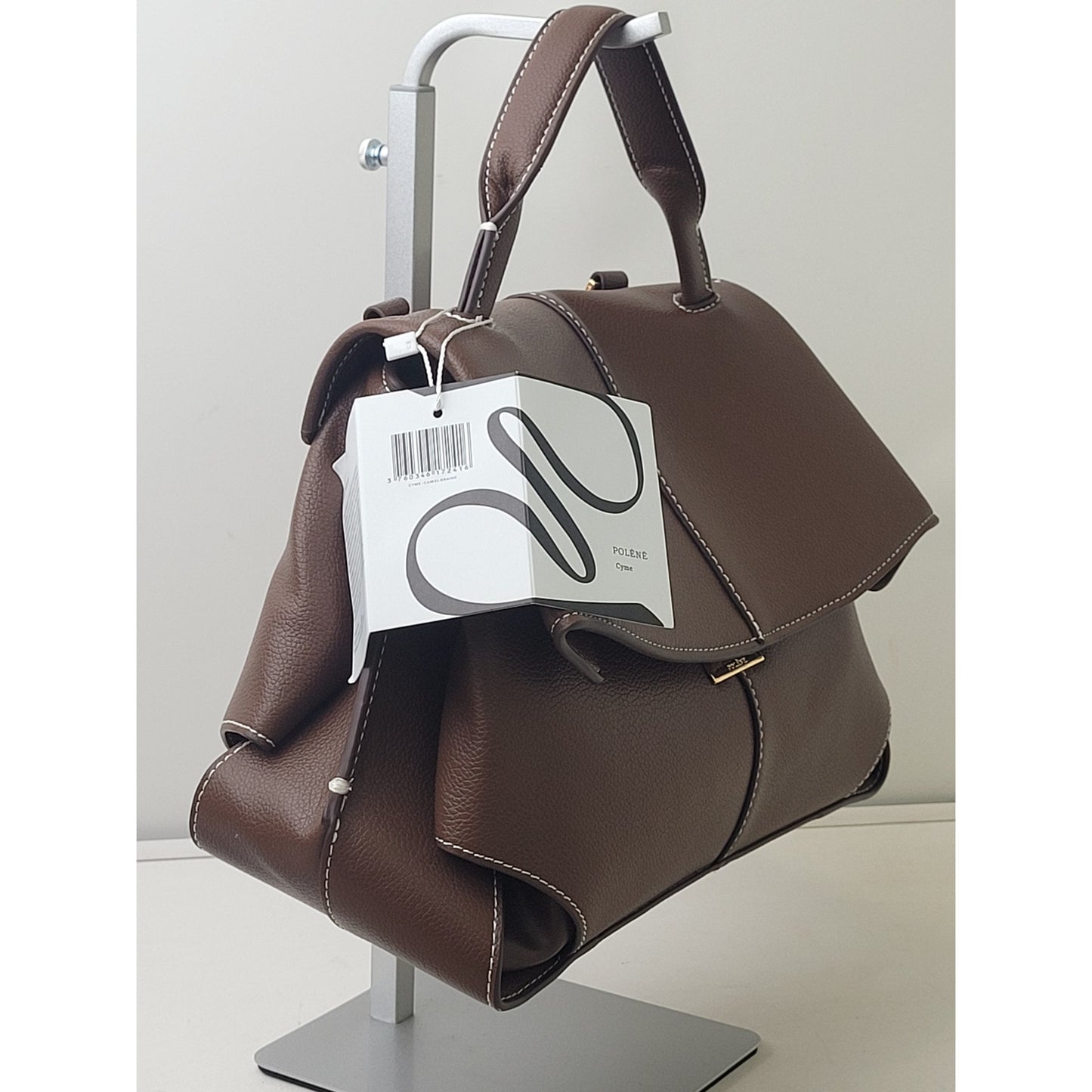 Fake Polene Mokki Bag Textured Ebony Leather Contrast Stitching NWT