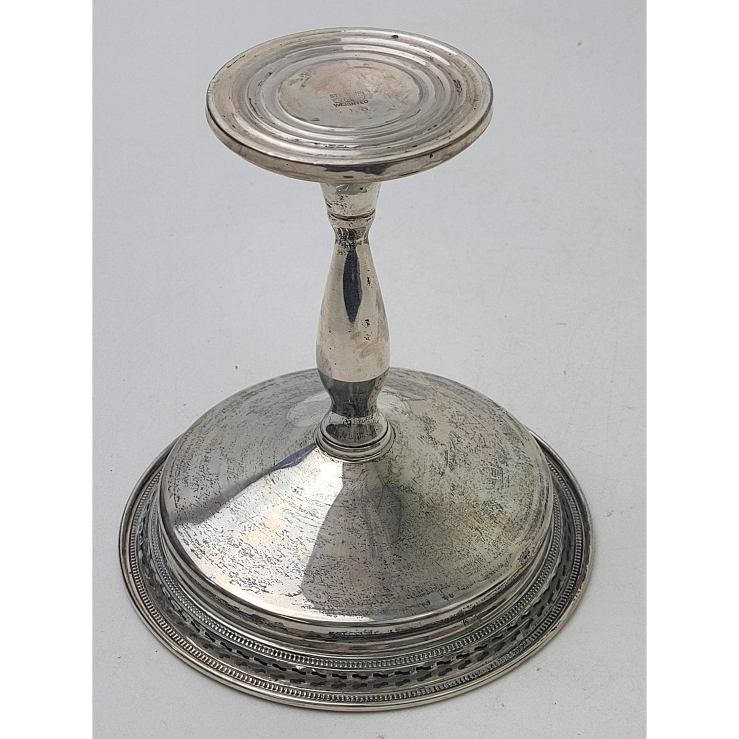 Vintage Sterling Silver Weighted Compote Reticulated Rim 5 1/2" H x 5 1/4" W