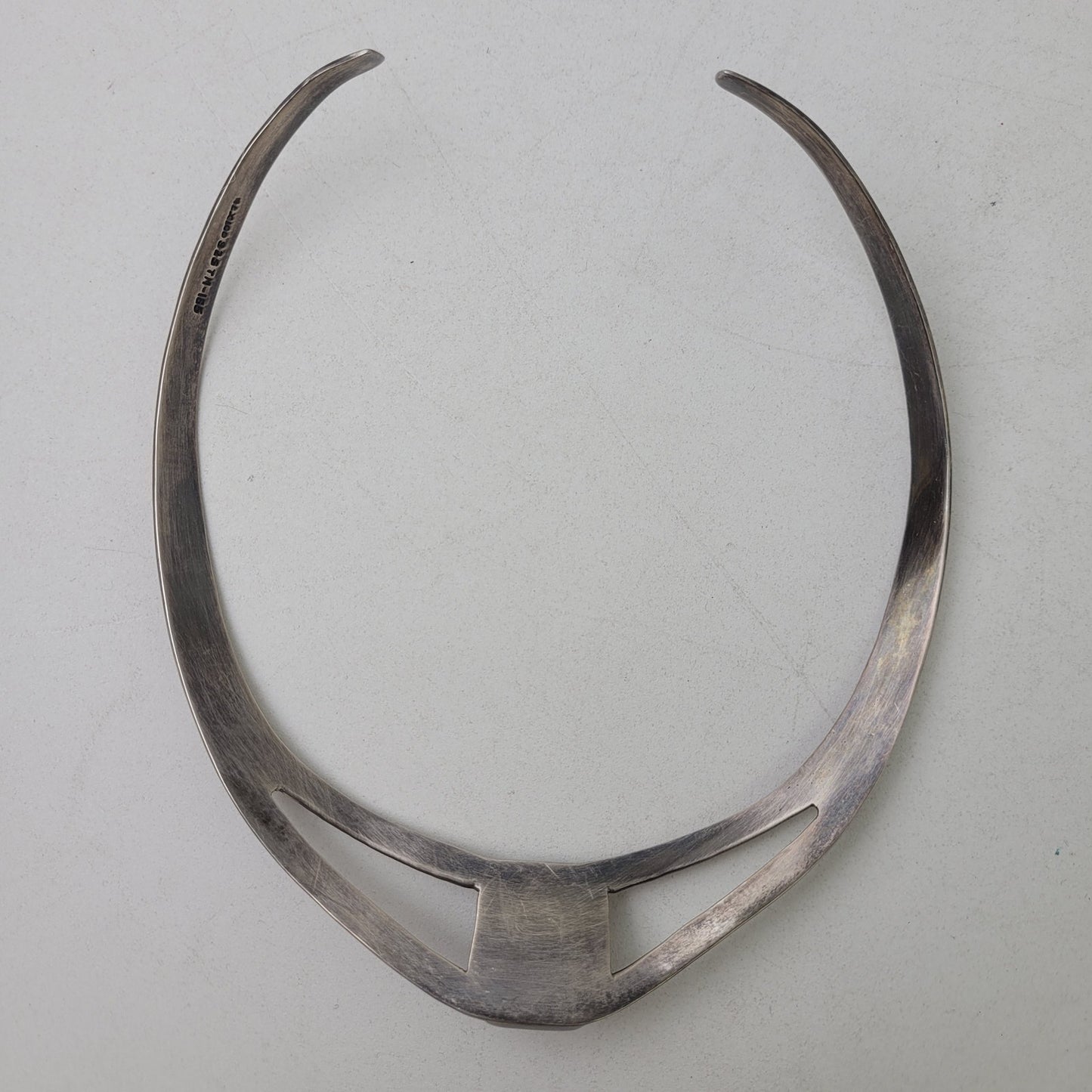 Vintage Heavy Sterling Silver & Onyx Collar Necklace | Made in Mexico | 44 grams